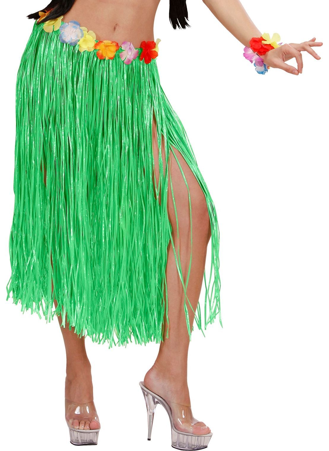 Groene Hawaii Midi Rok met Bloemen