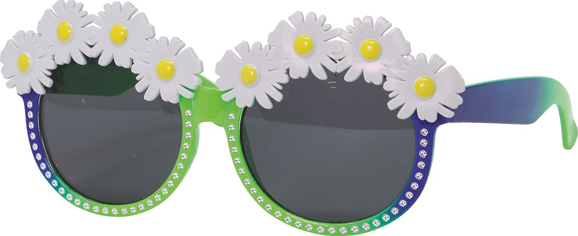 Groene Hippiebril met Bloemen