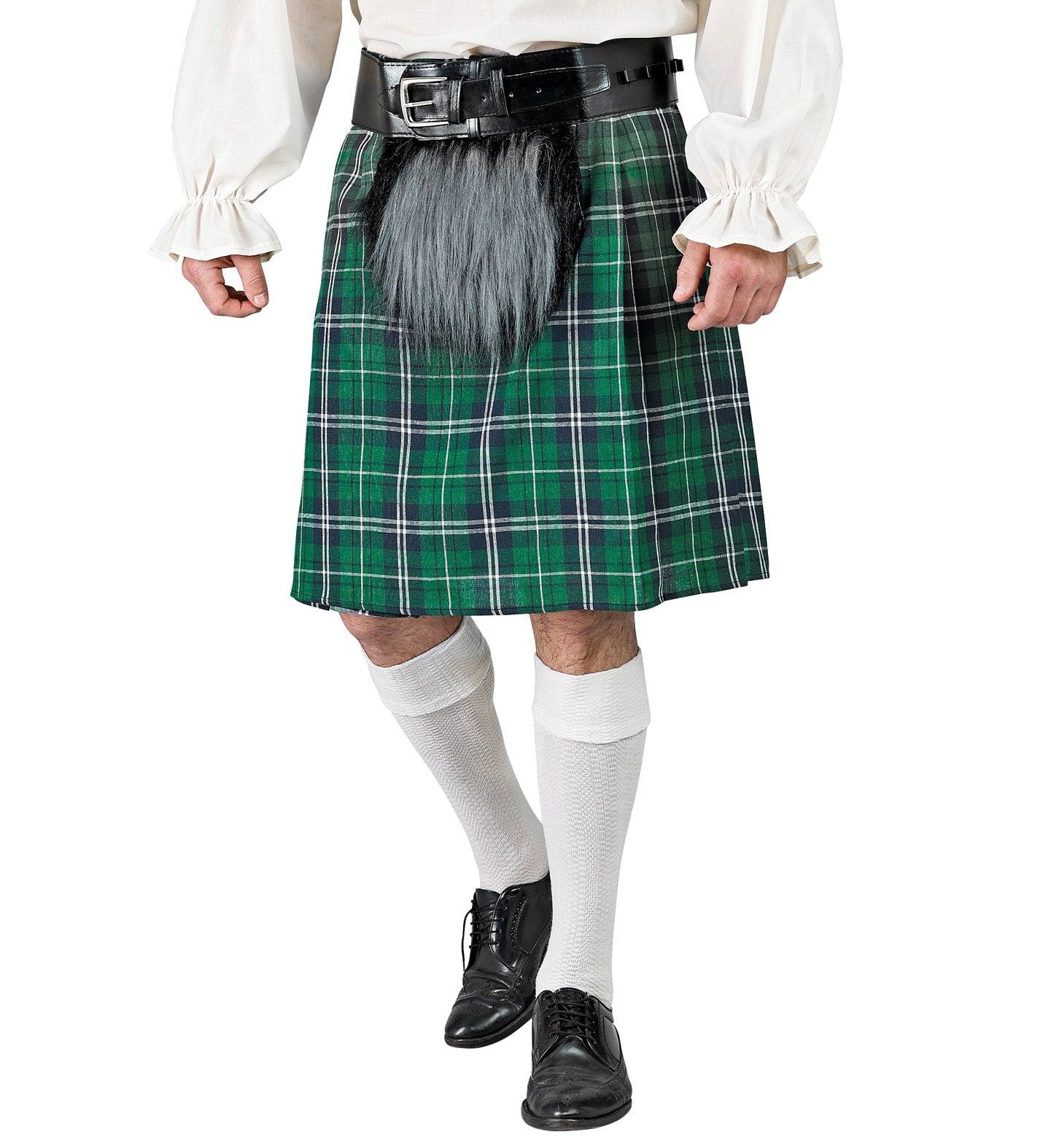 Groene Kilt met Pluche Tas Verstelbare Maat S-XL Heren