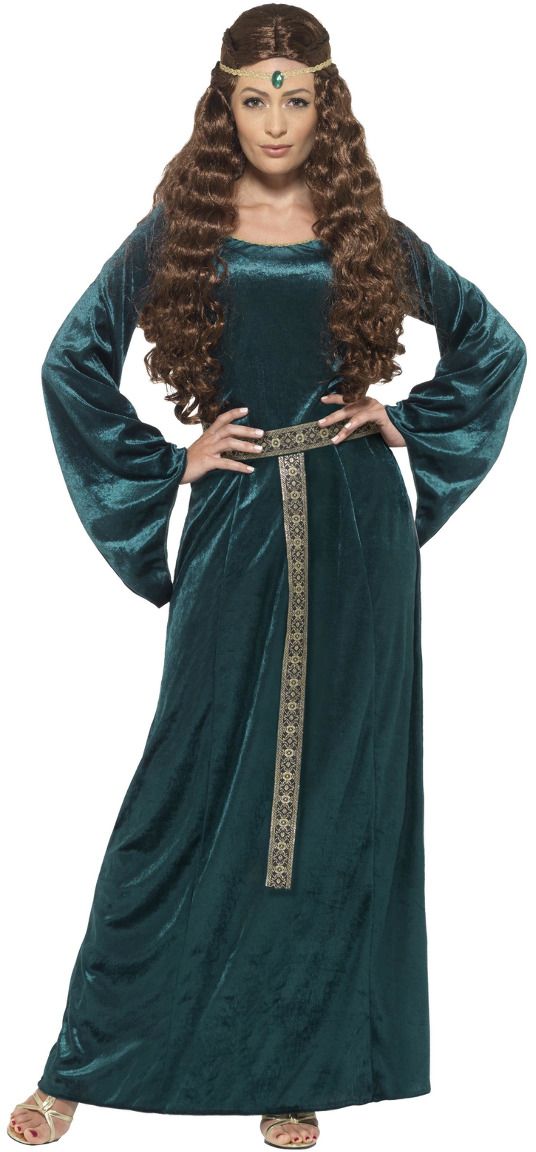 Groene middeleeuwse vrouwen jurk