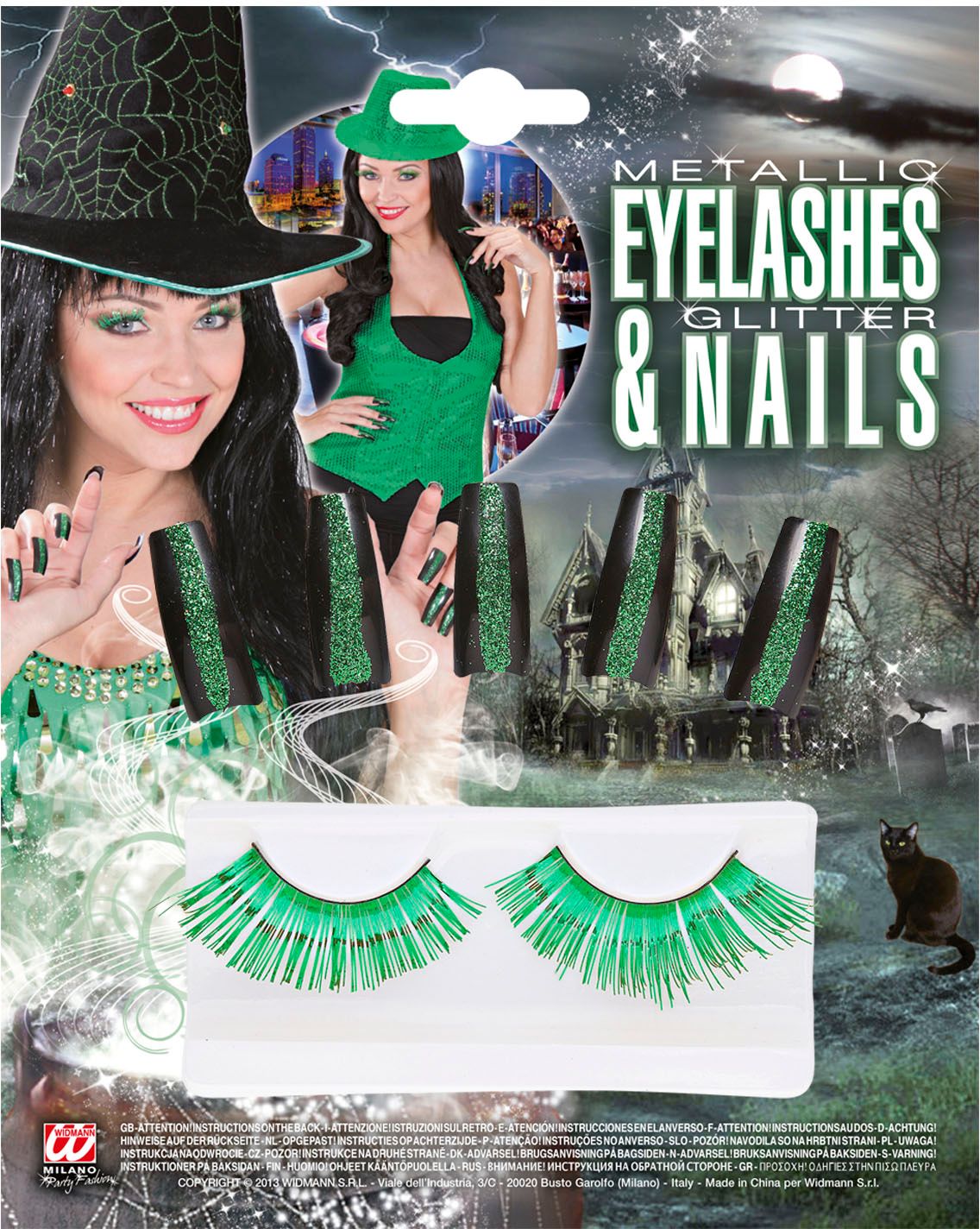 Groene Oogwimpers met Glitternagels