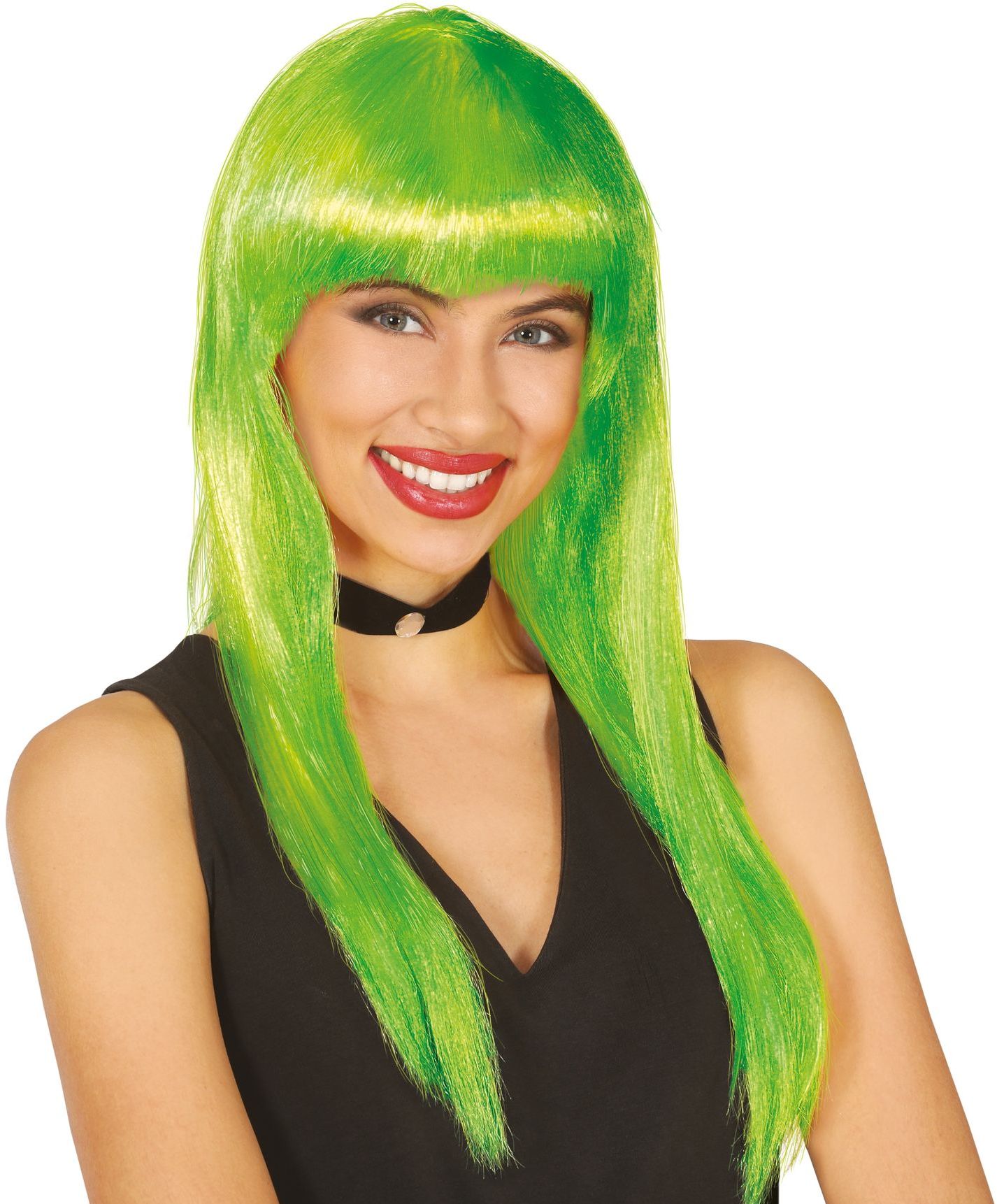 Groene Pruik met Pony