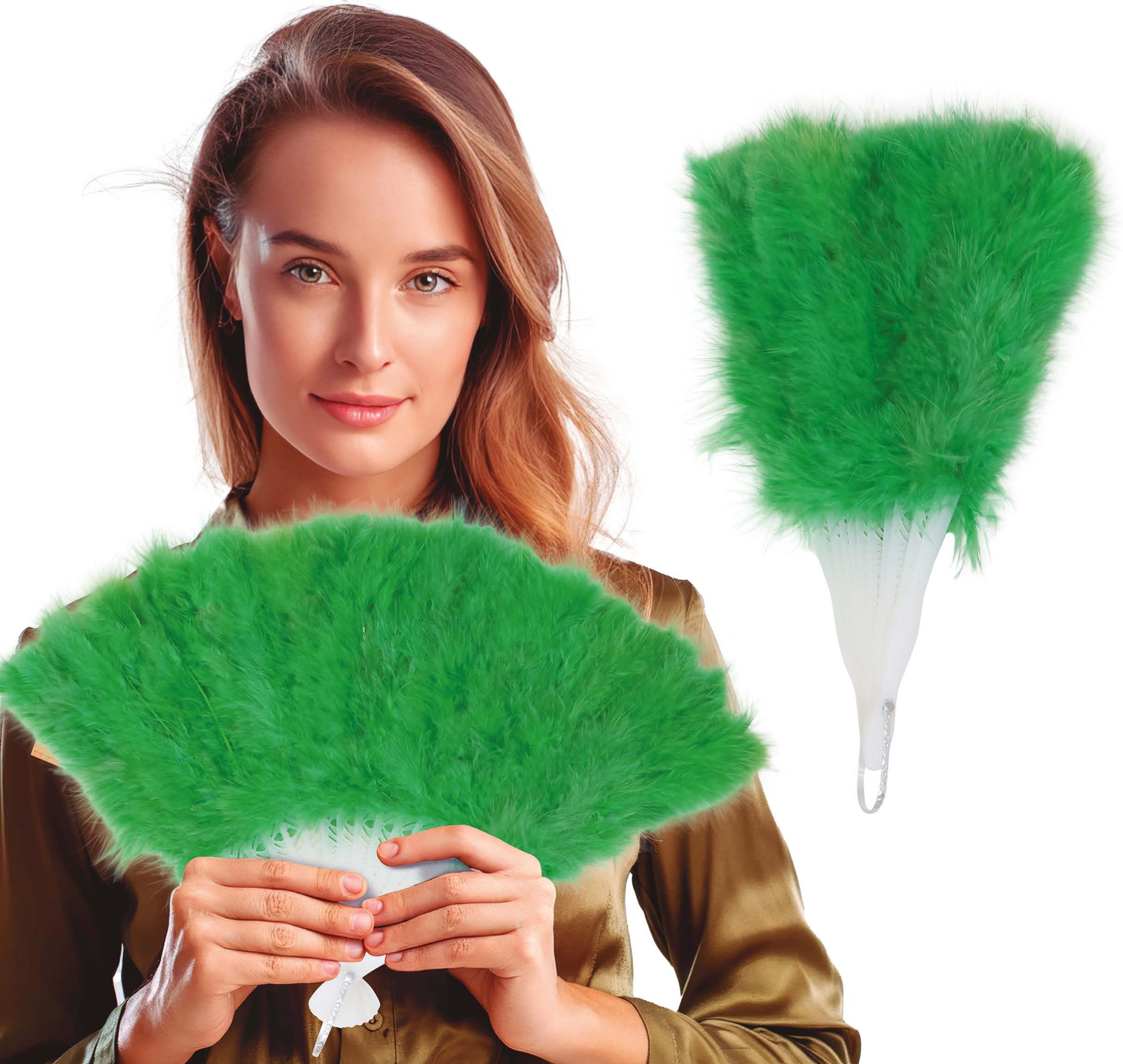 Groene Veer Handwaaier 20's