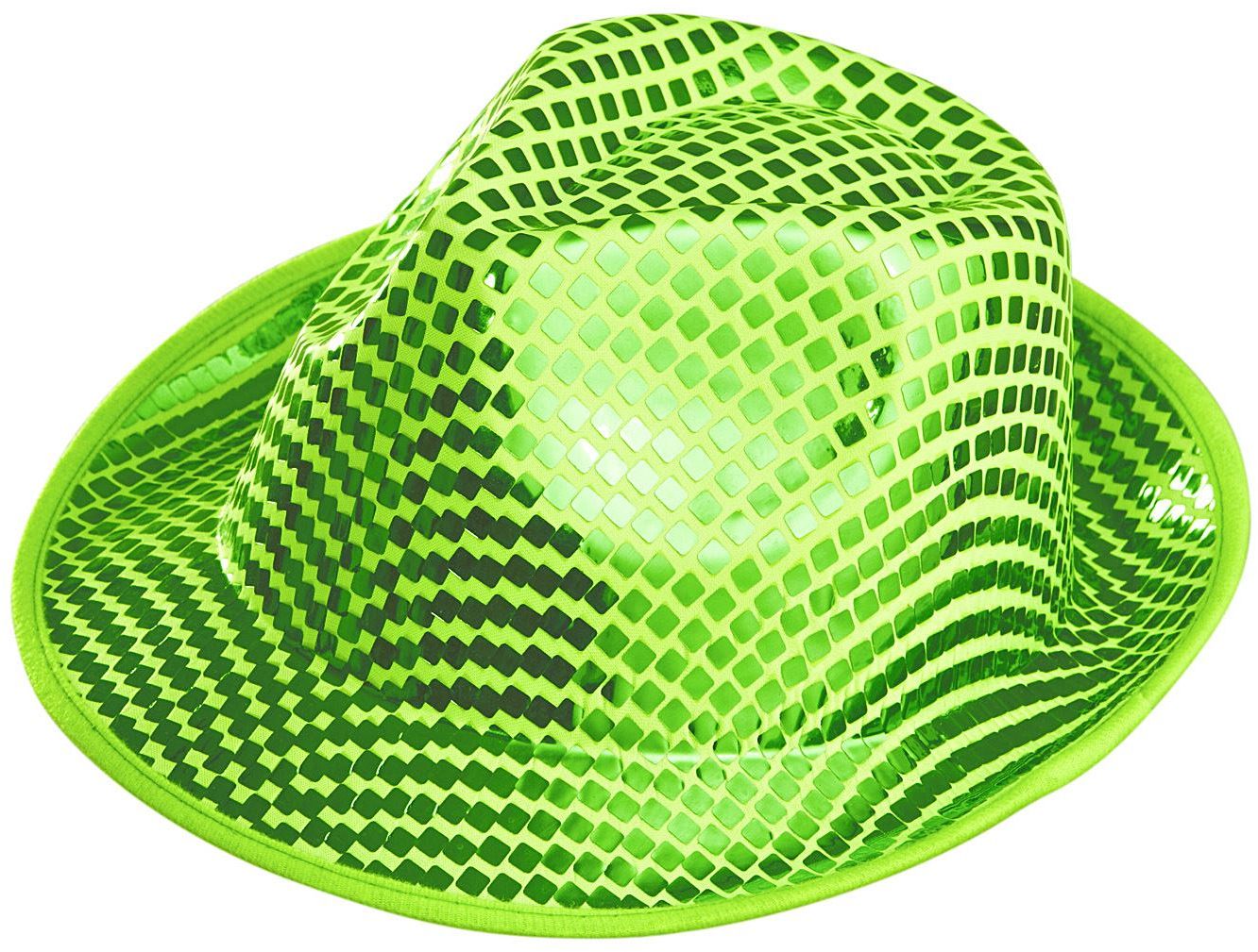 Groene Vierkante Pailletten Fedora