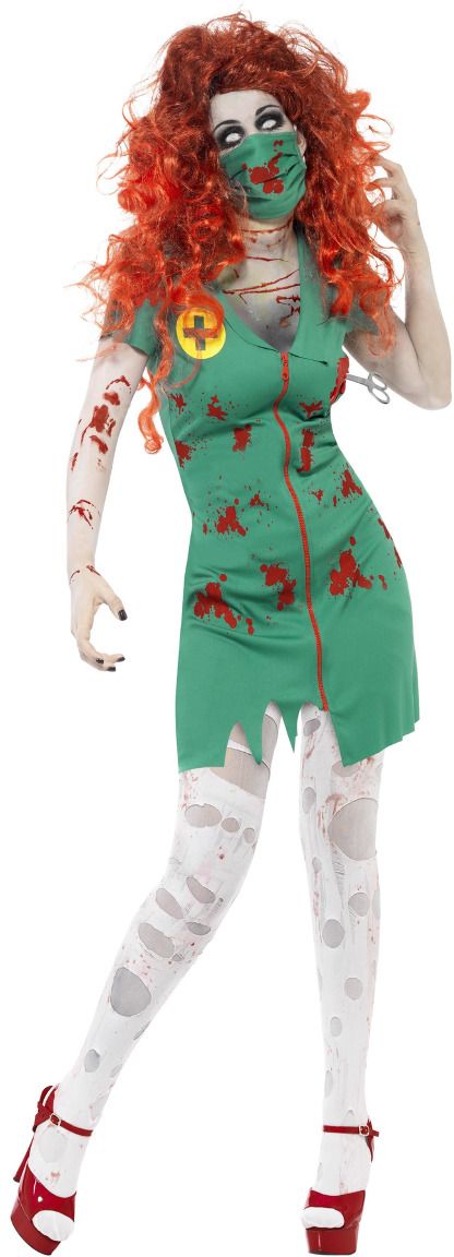 Groene zombie verpleegster jurkje