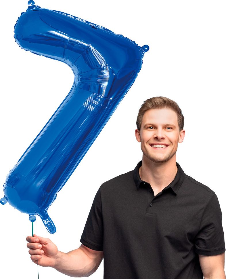 Grote Blauwe Folieballon Nummer '7' 86 cm