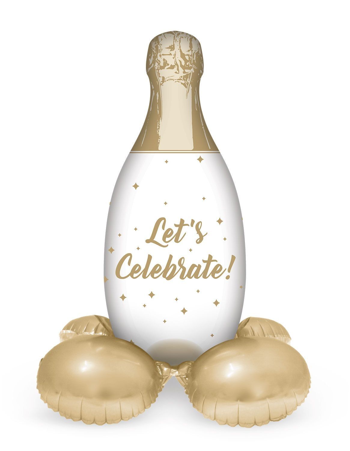 Grote Champagne Fles Folieballon met Standaard