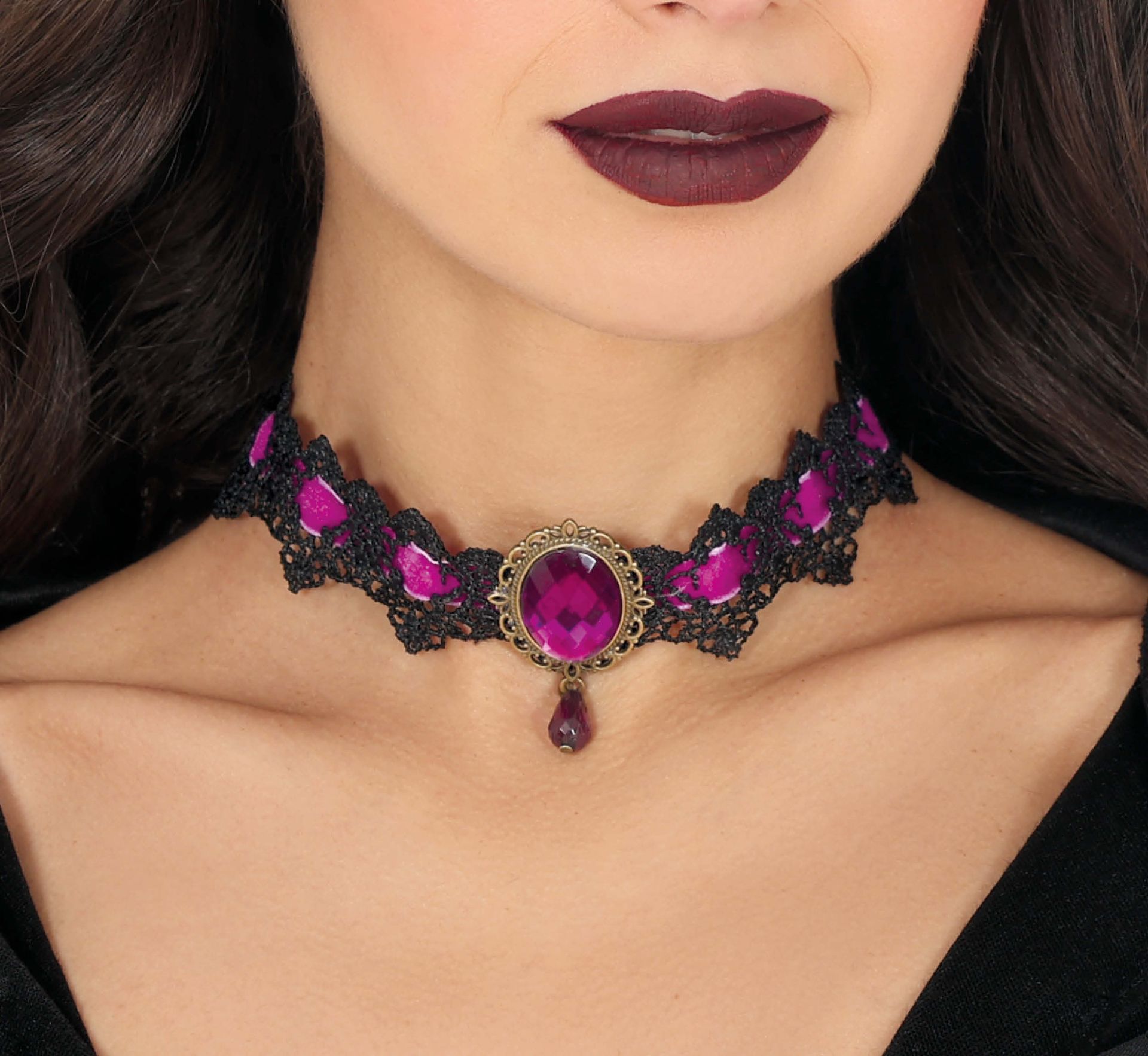 Grote Paarse Edelsteen Choker