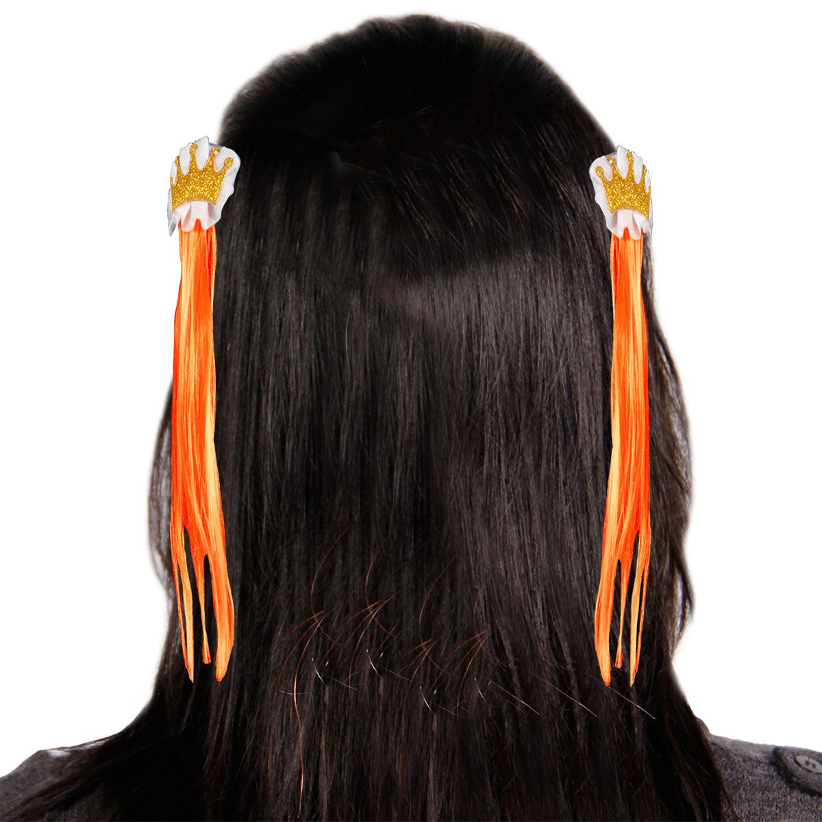 Haarclippen oranje met kroontje