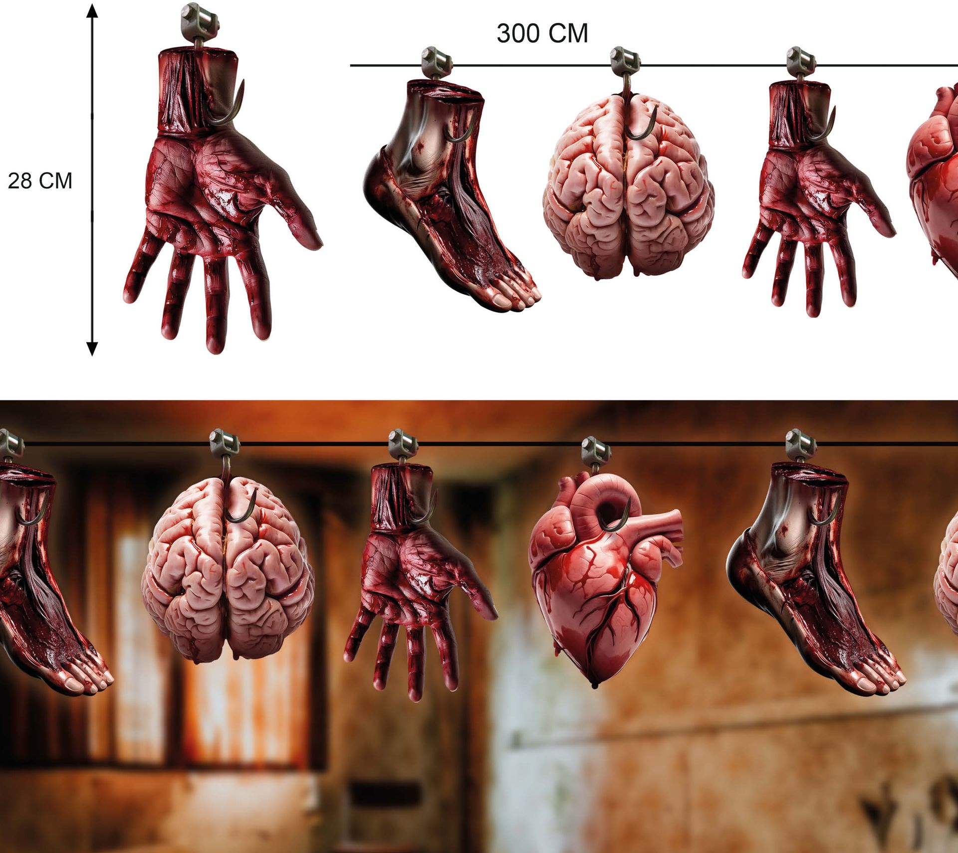 Hallloween Lichaamsdelen Slinger 300cm