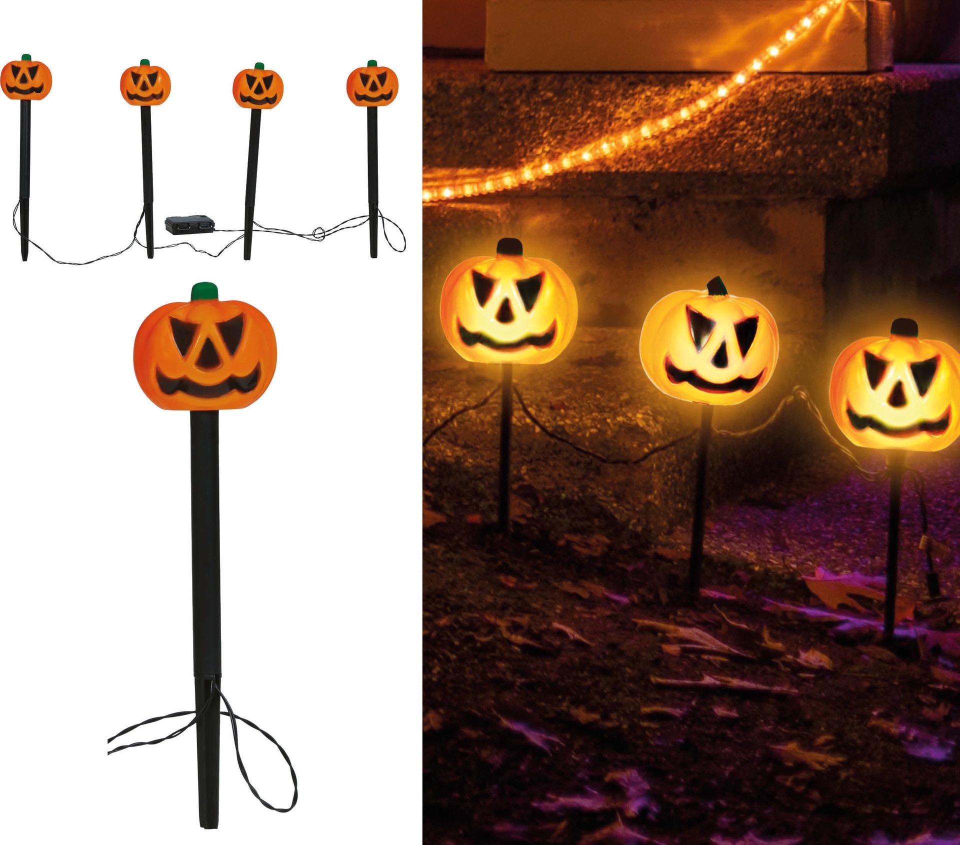 Halloween 4 Pompoenen Lantaarns voor Tuinverlichting 33cm