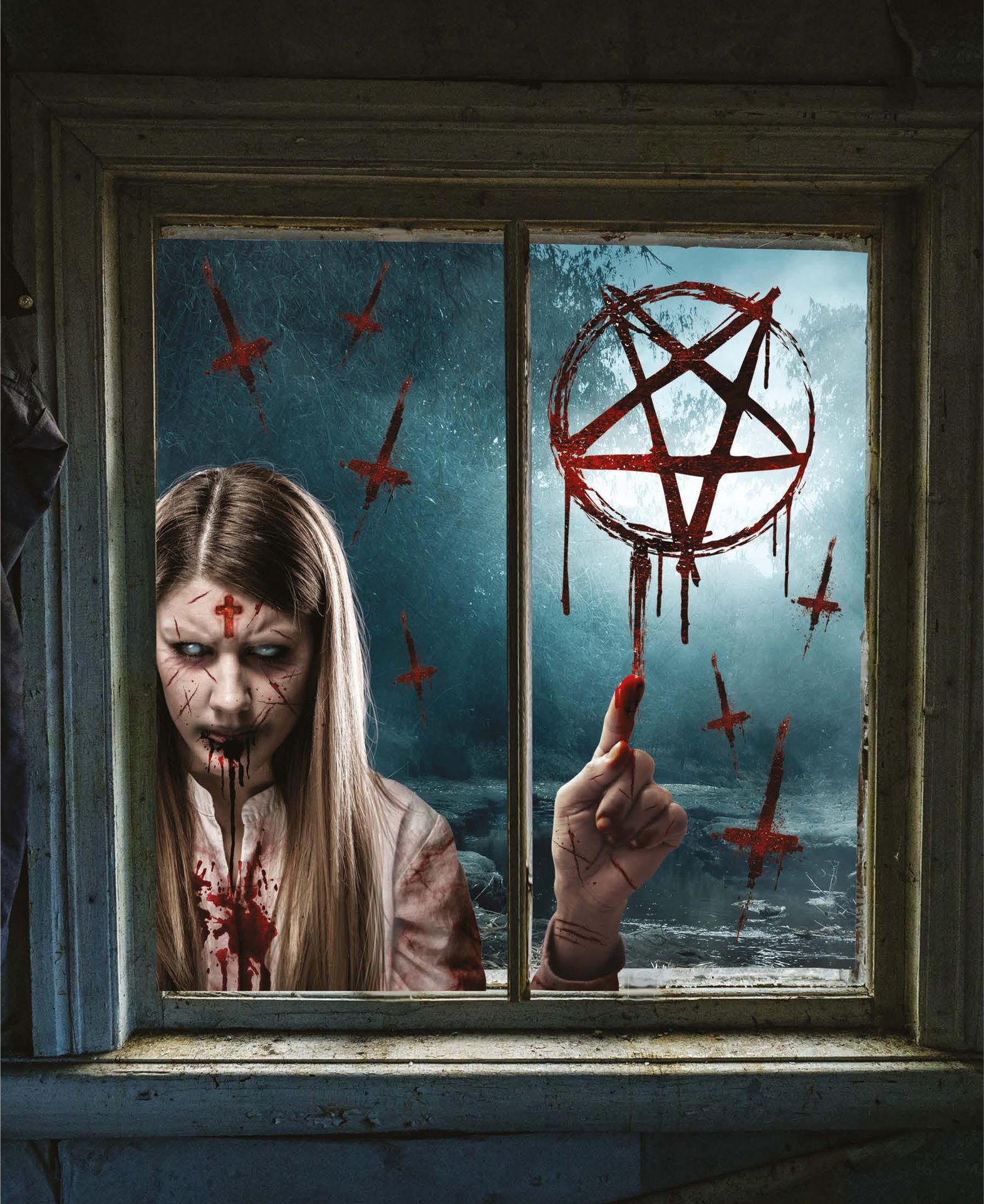 Halloween Bezeten Meisje Raamstickers