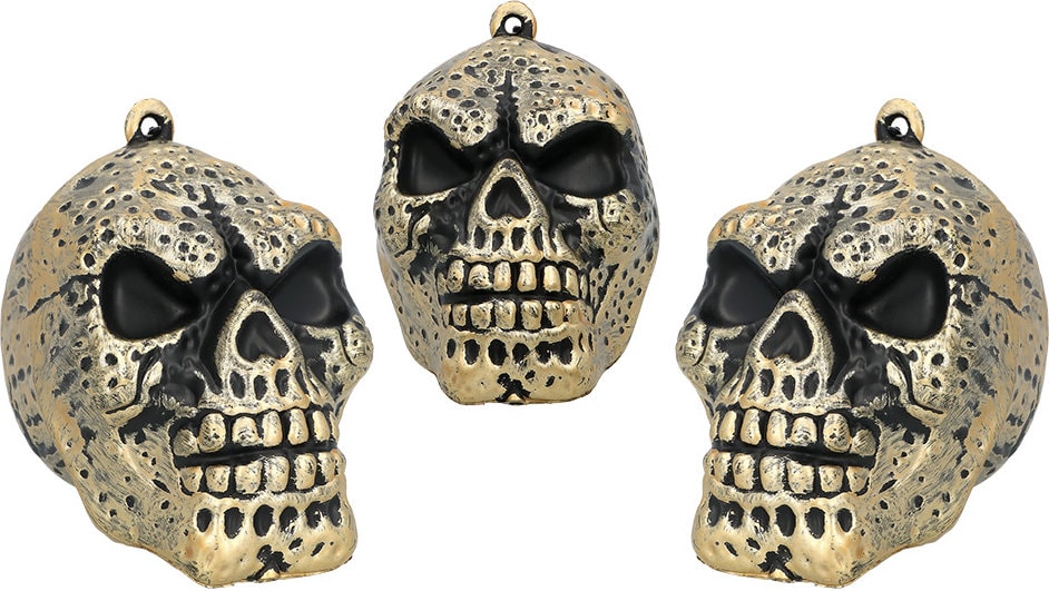Halloween Decoratie Set 3 Gouden Schedels