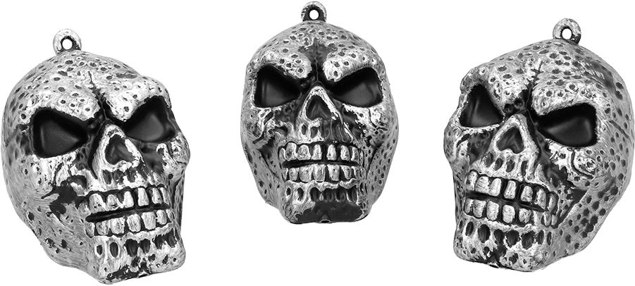 Halloween Decoratie Set 3 Zilveren Schedels