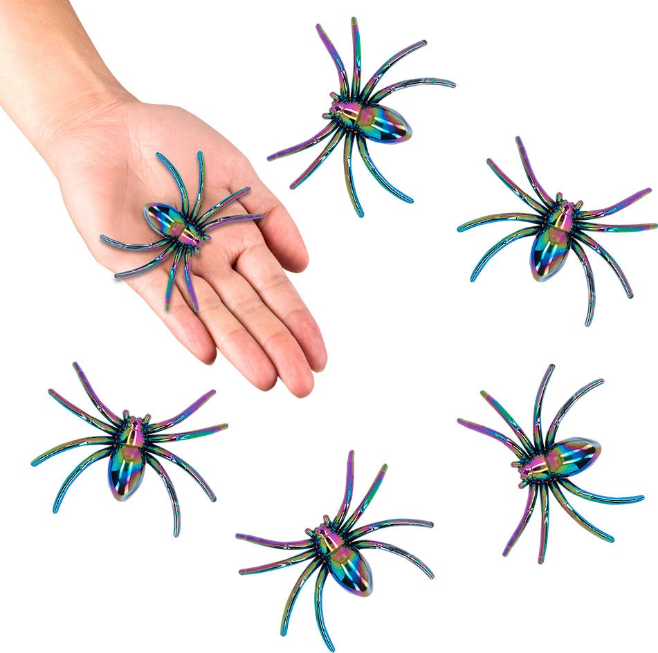 Halloween Decoratie Set 6 spinnen Iriserend