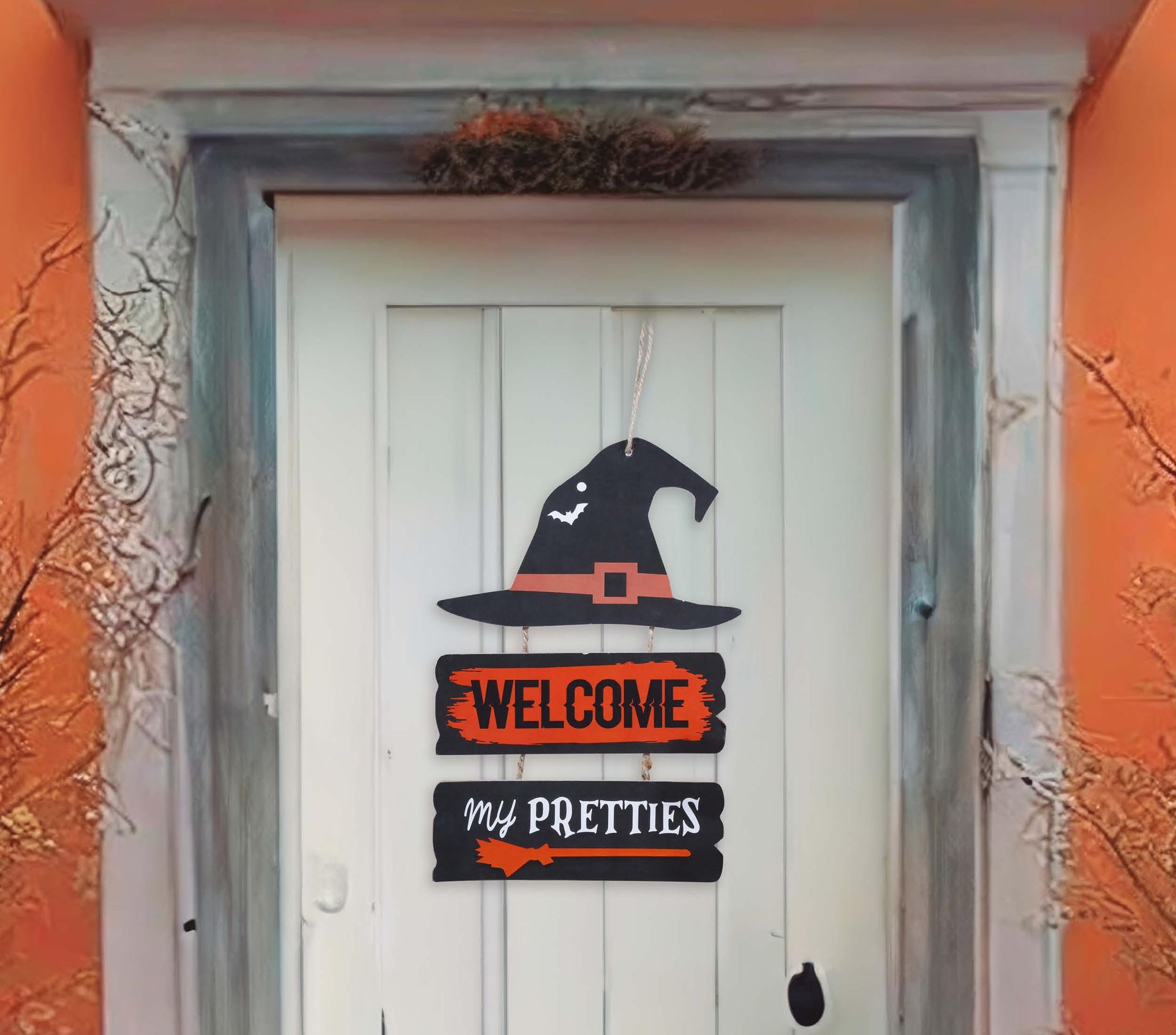 Halloween Deurdecoratie Welcome My Pretties
