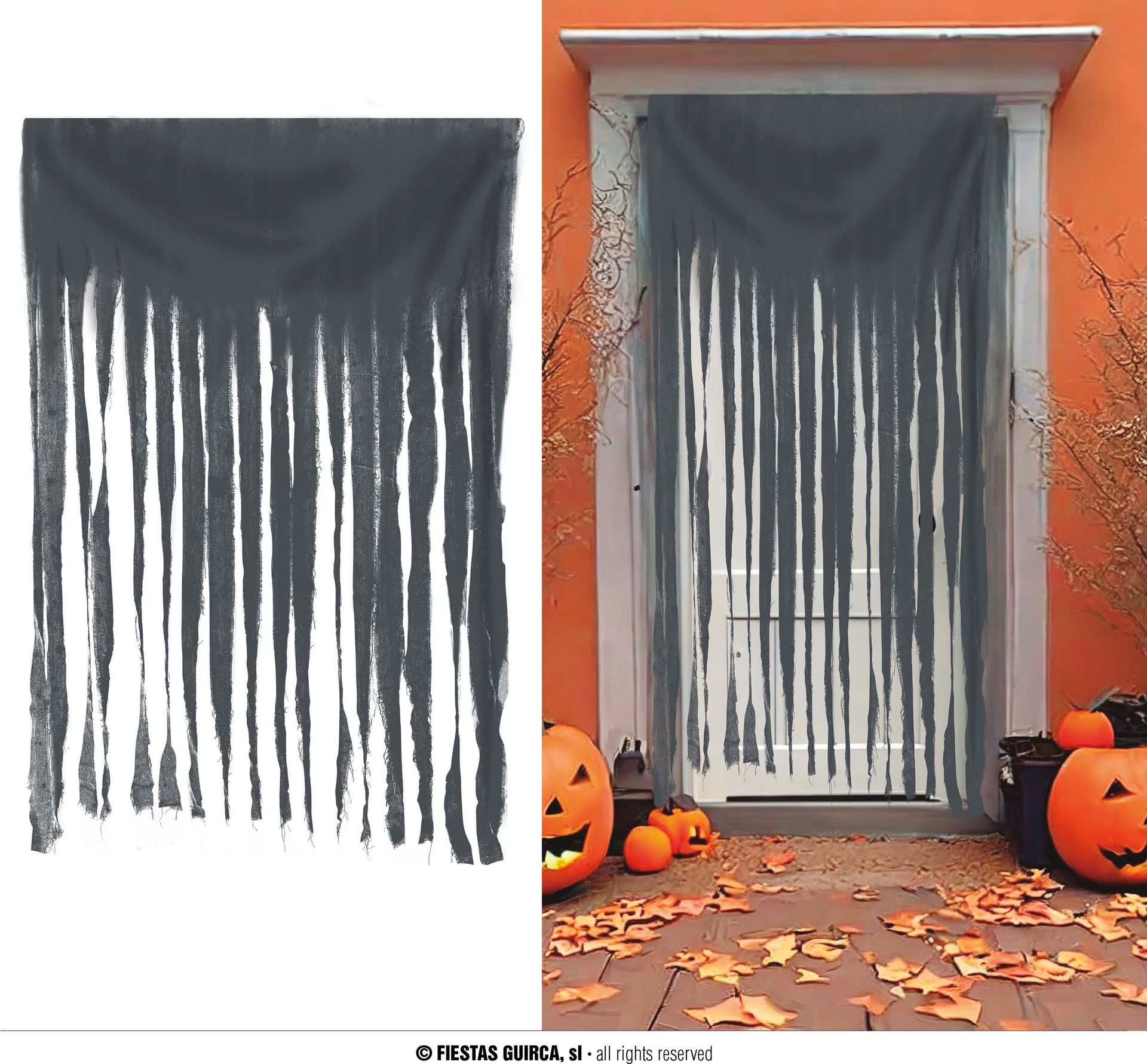 Halloween Deurgordijn Grijs Stof