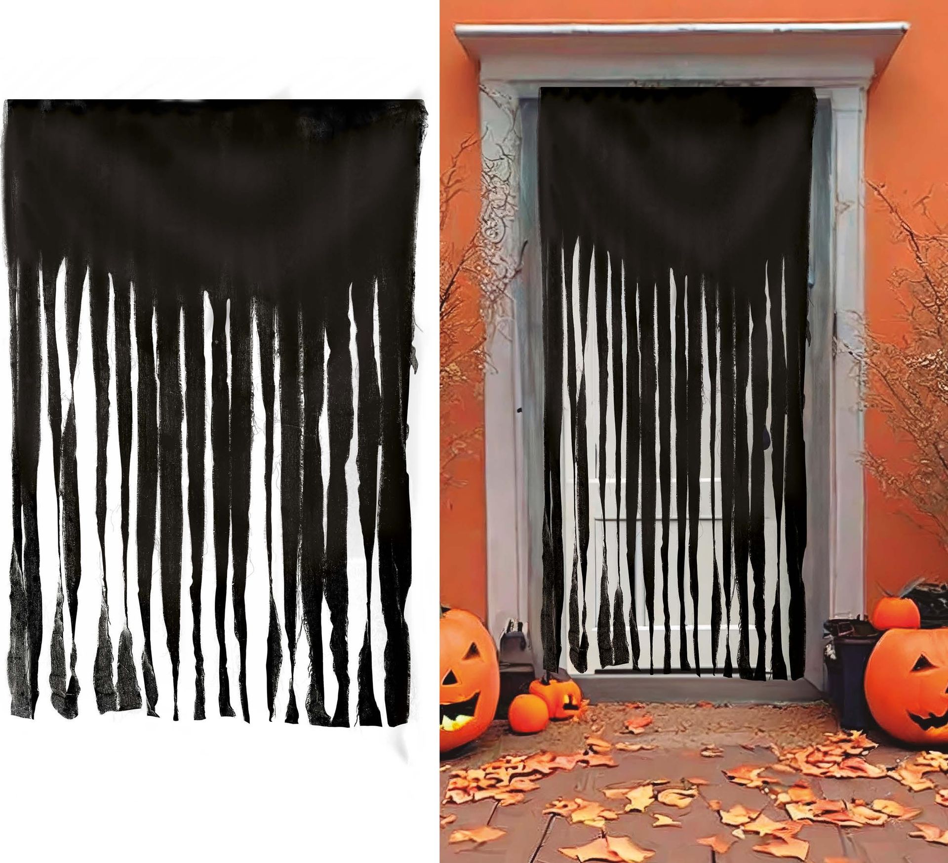 Halloween Deurgordijn Zwart Stof