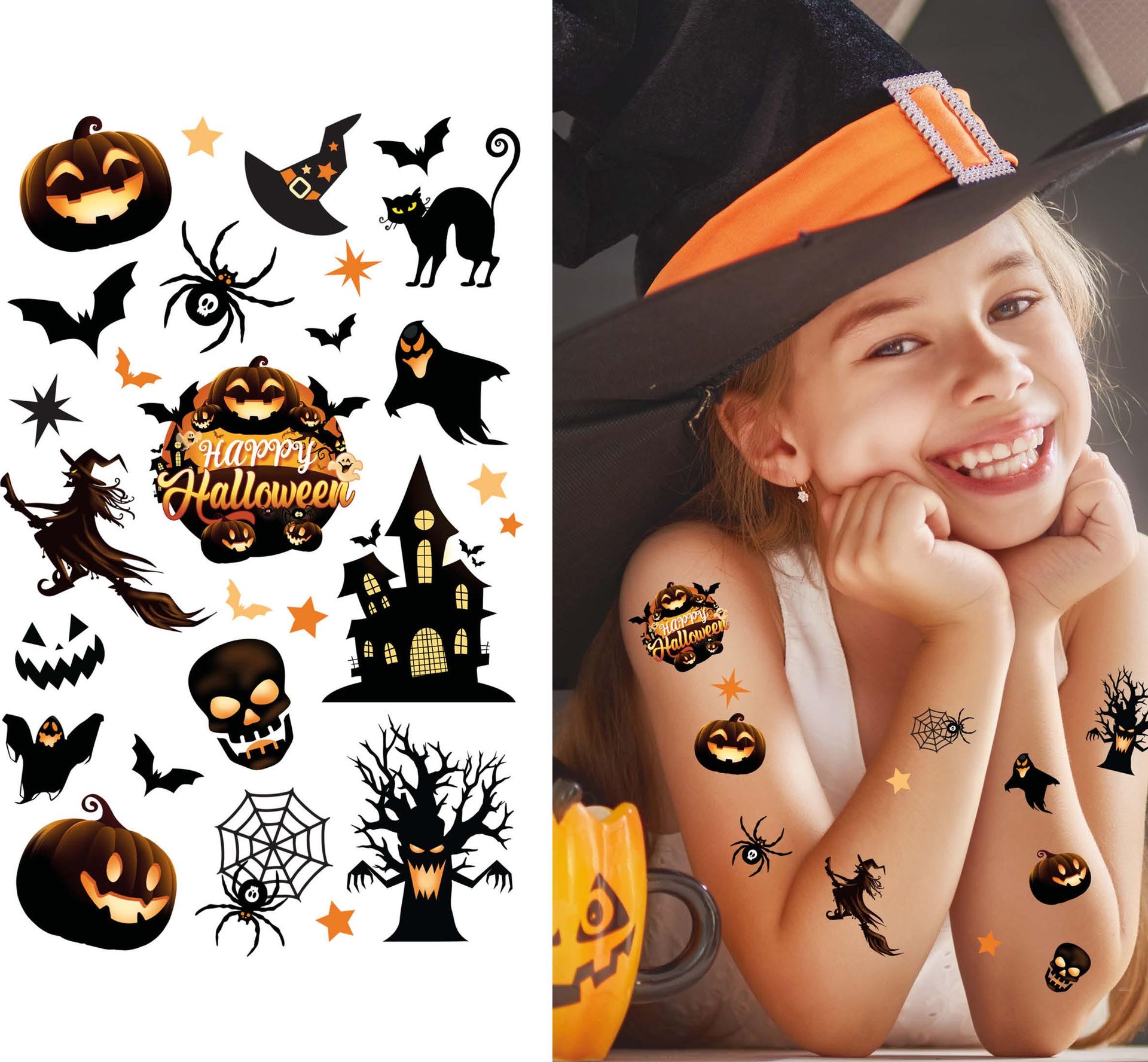 Halloween Donkere Figuren Nep Tattoos Kind
