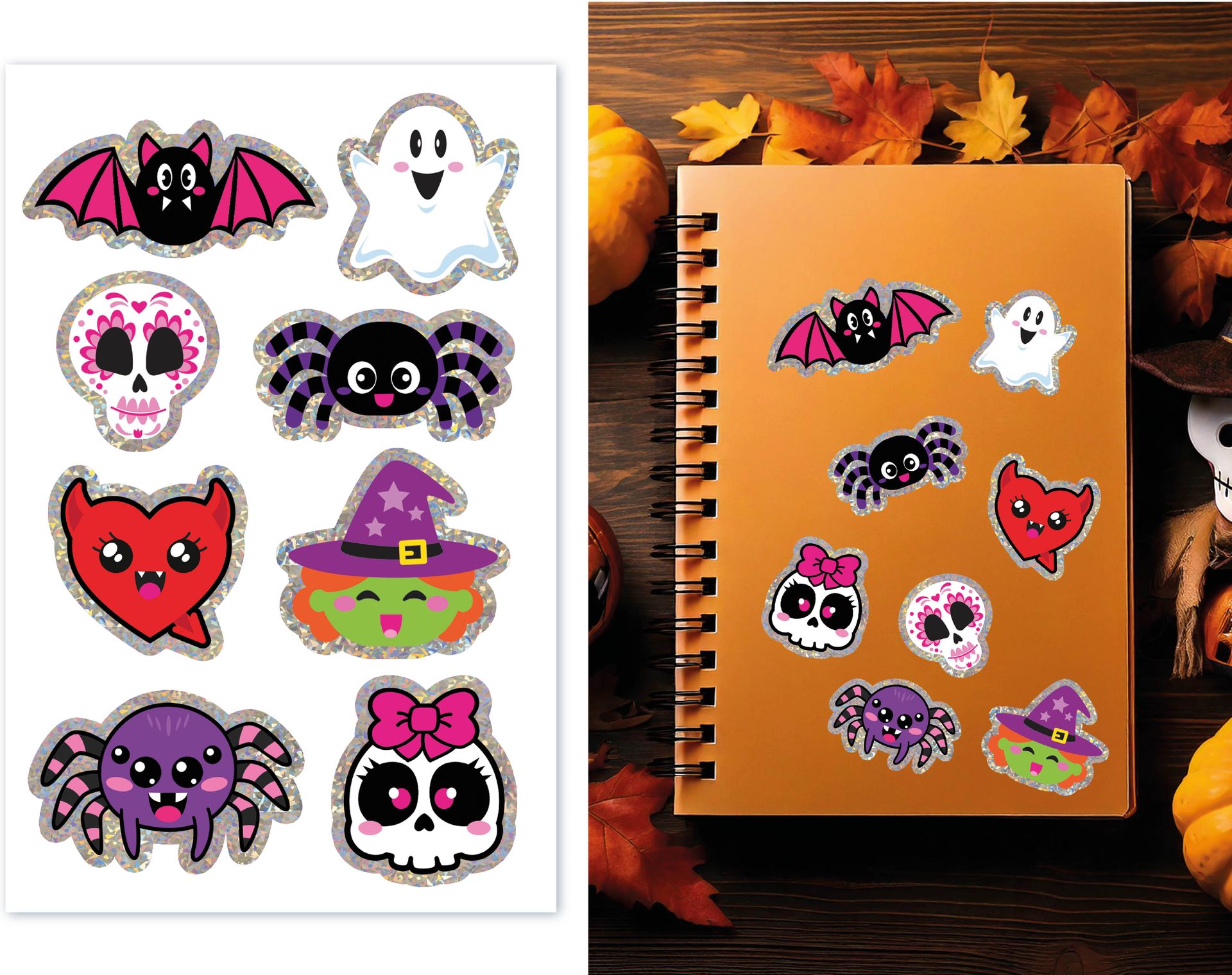 Halloween Figuren Holografische Stickers