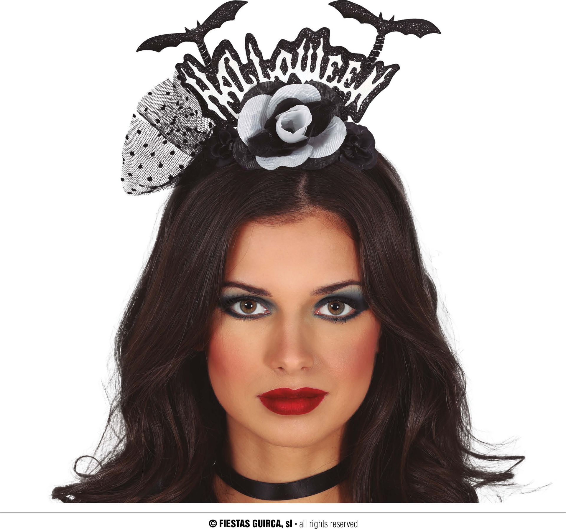 Halloween Glitter Haarband met Roos