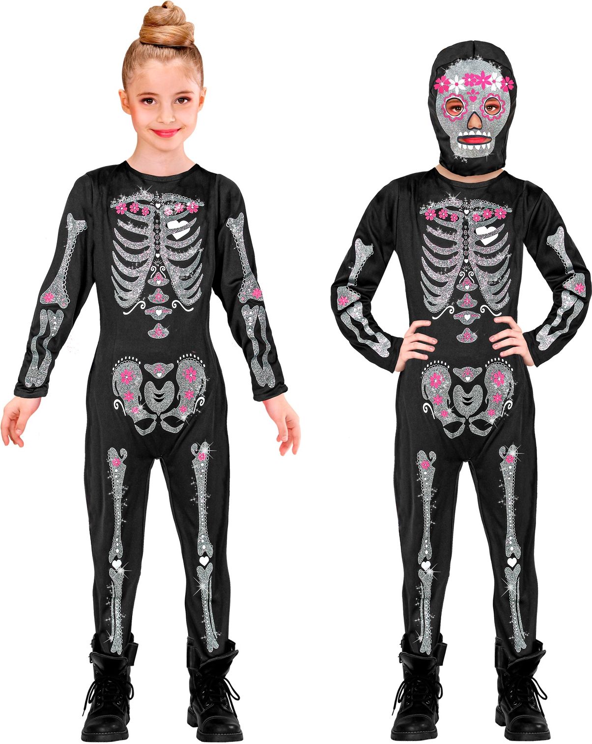 Halloween glitter skelet kostuum kind