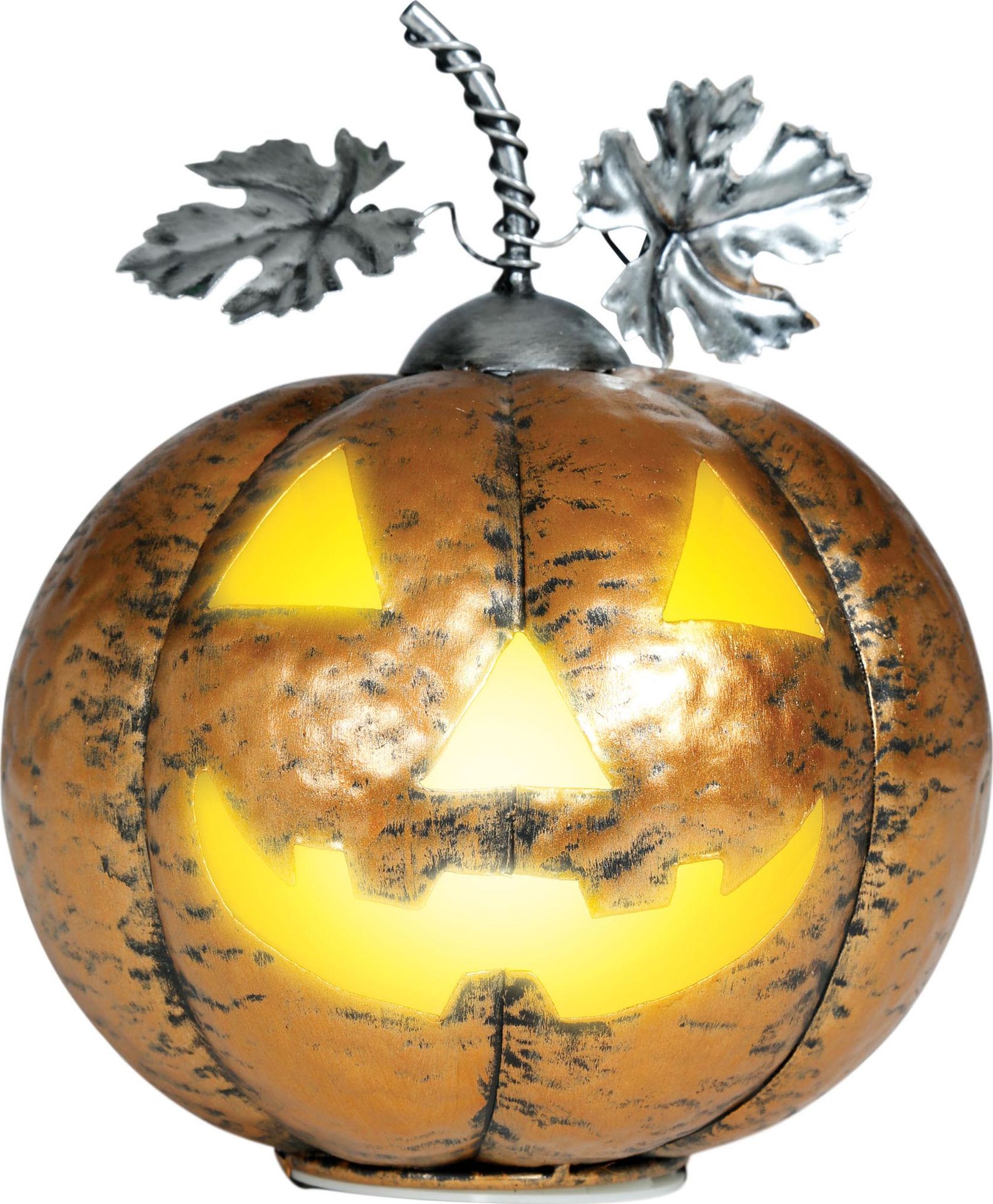 Halloween Gouden Metalen Pompoen met Licht