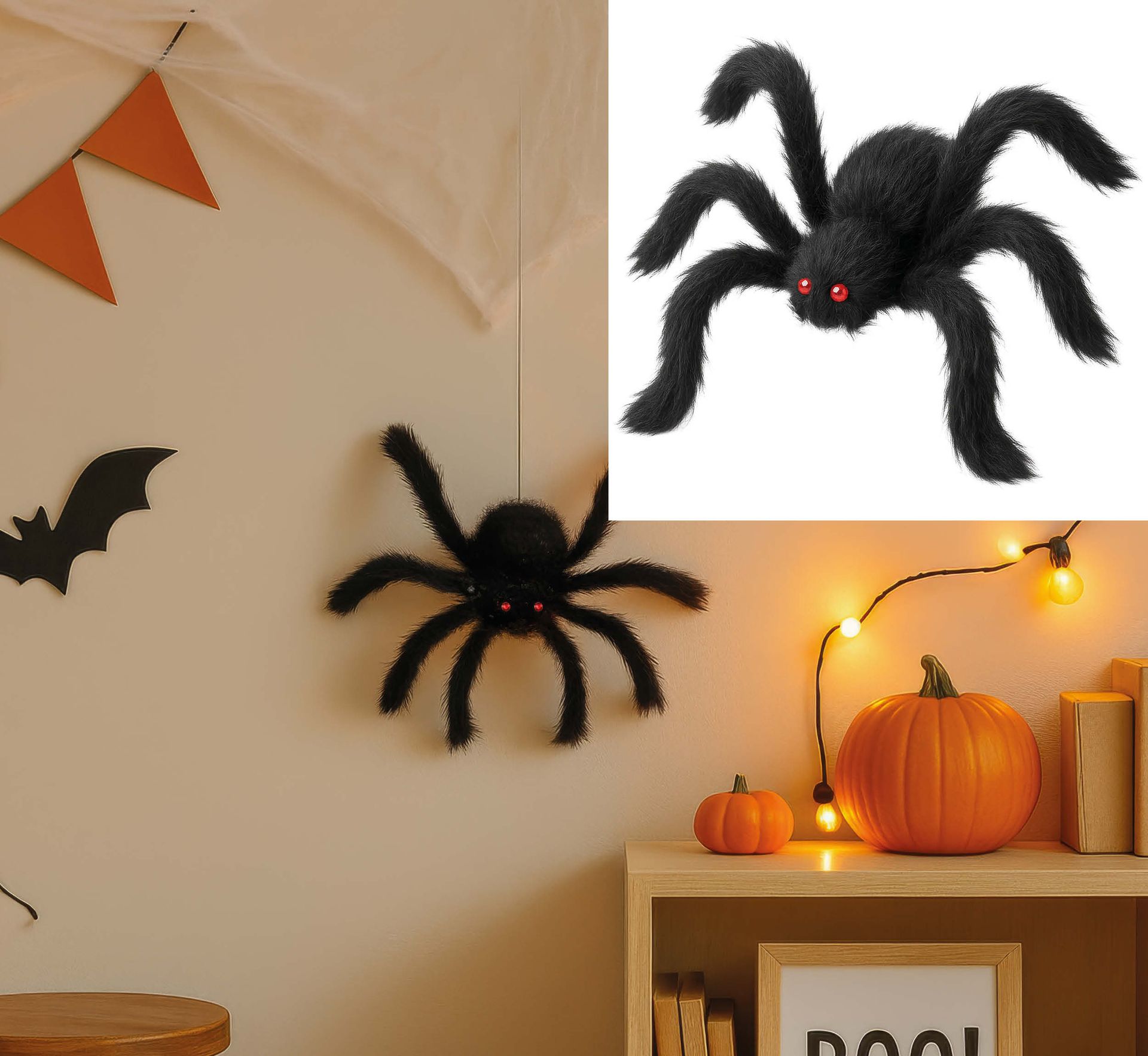 Halloween Griezelige Grote Zwarte Spin 30cm
