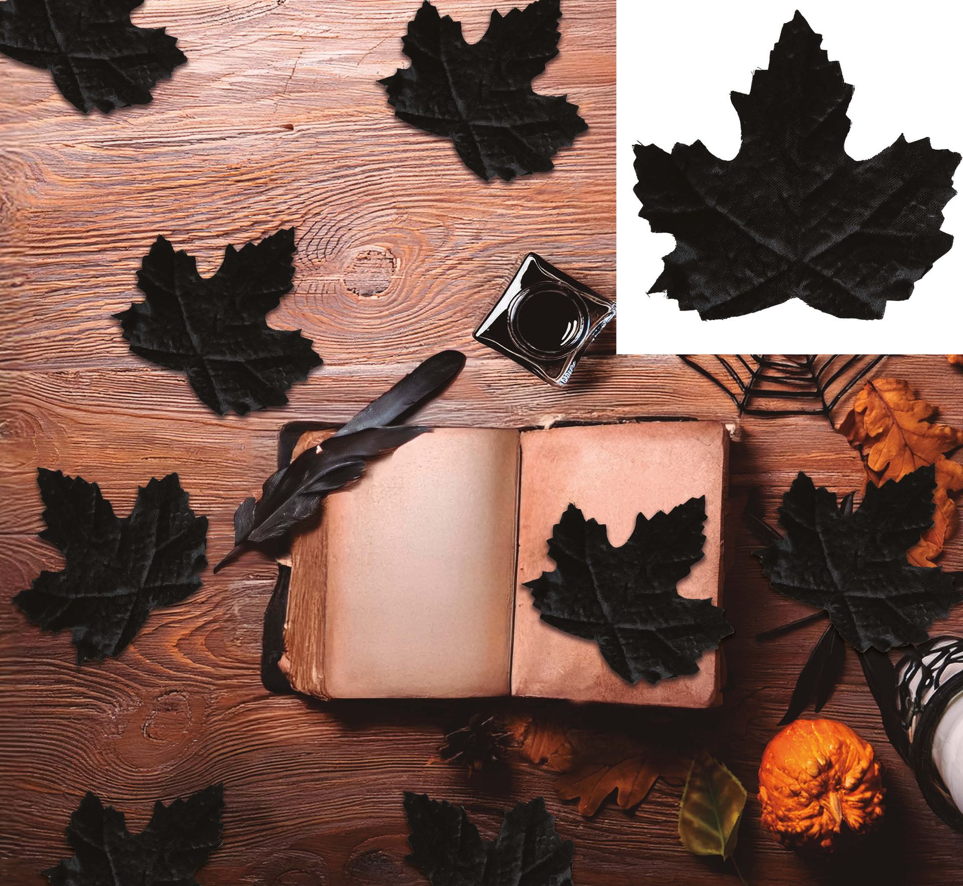 Halloween Griezelige Zwarte Bladeren 24 Stuks