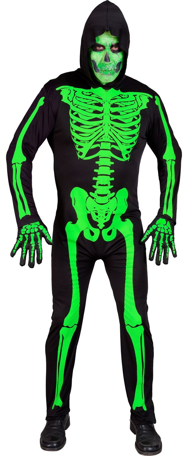 Halloween groene skelet kostuum heren