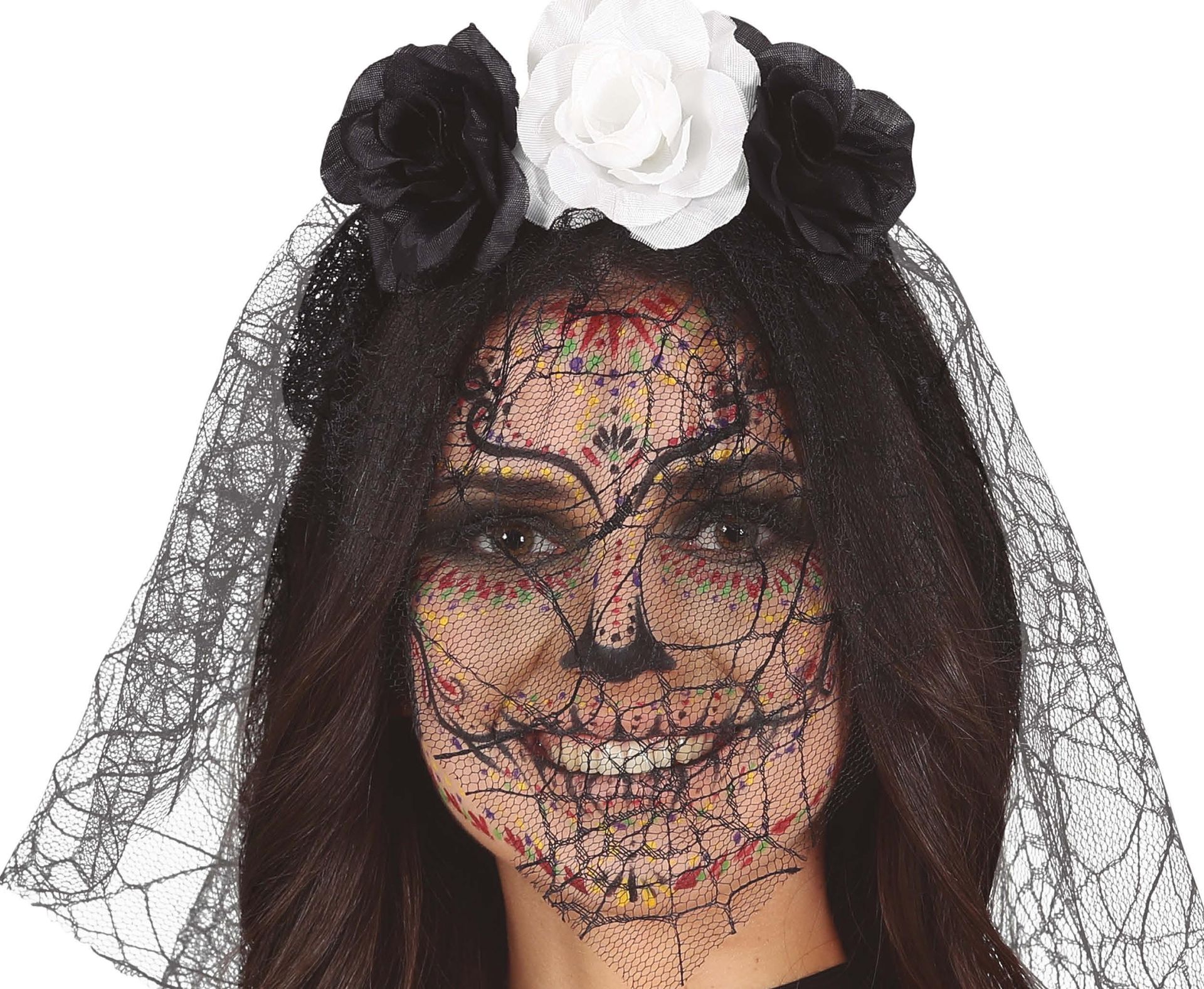 Halloween Haarband met Rozen en Kanten Sluier