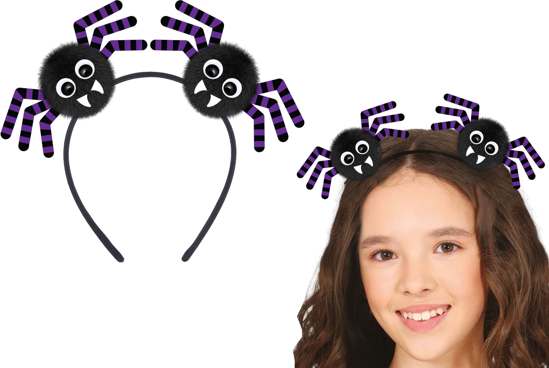 Halloween Haarband Spin Zwart Paars Kinderen