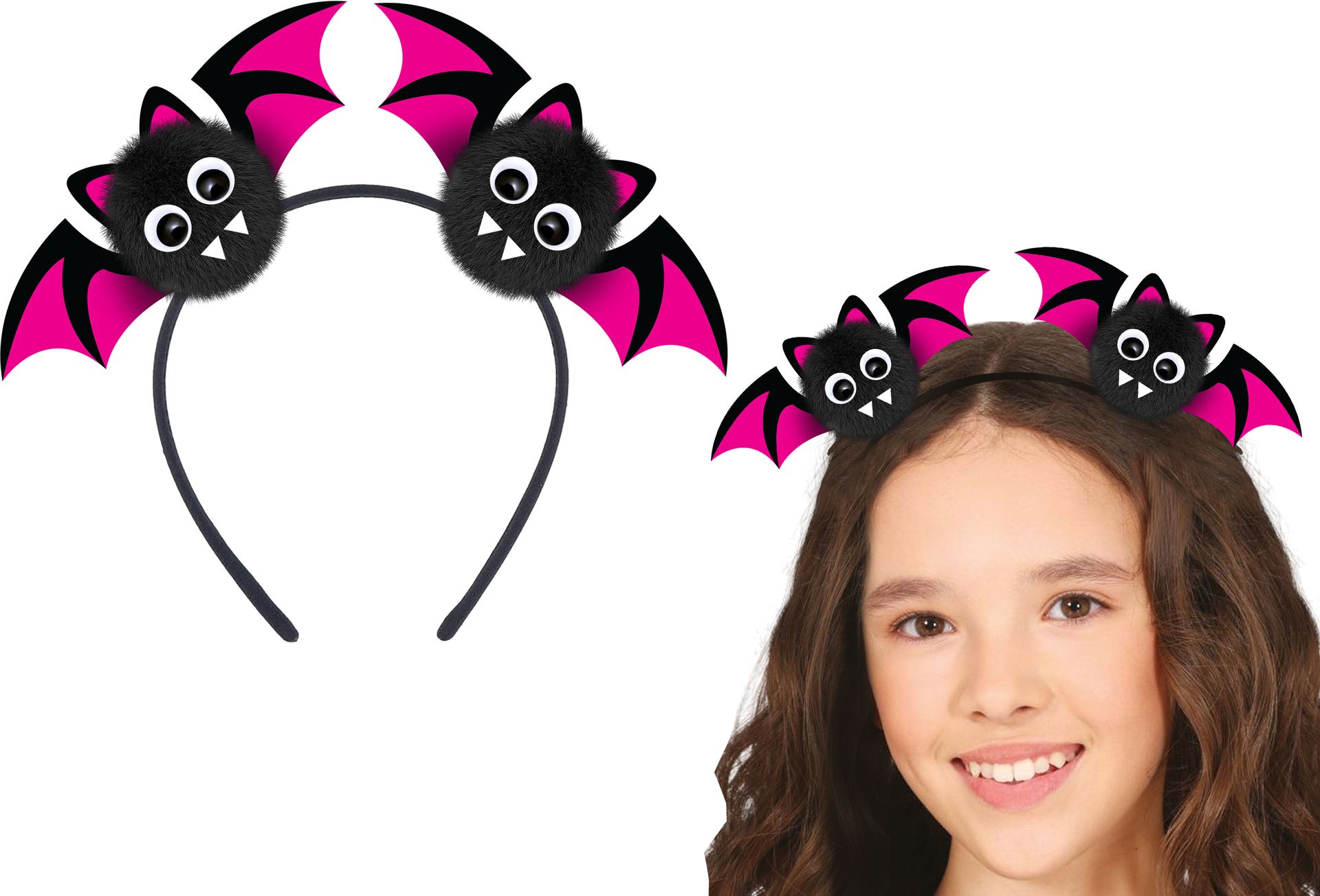 Halloween Haarband Vleermuis Zwart Roze Kinderen