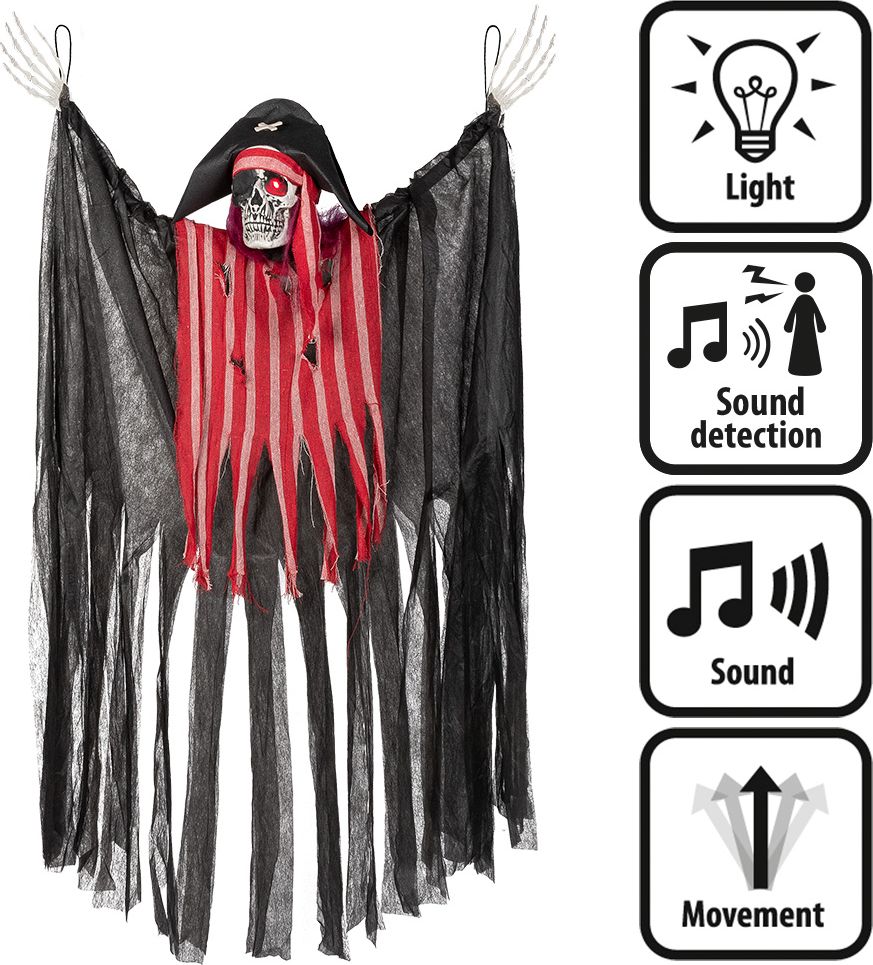 Halloween Hangdecoratie Lachende Piraat Licht, Geluid, en Beweging