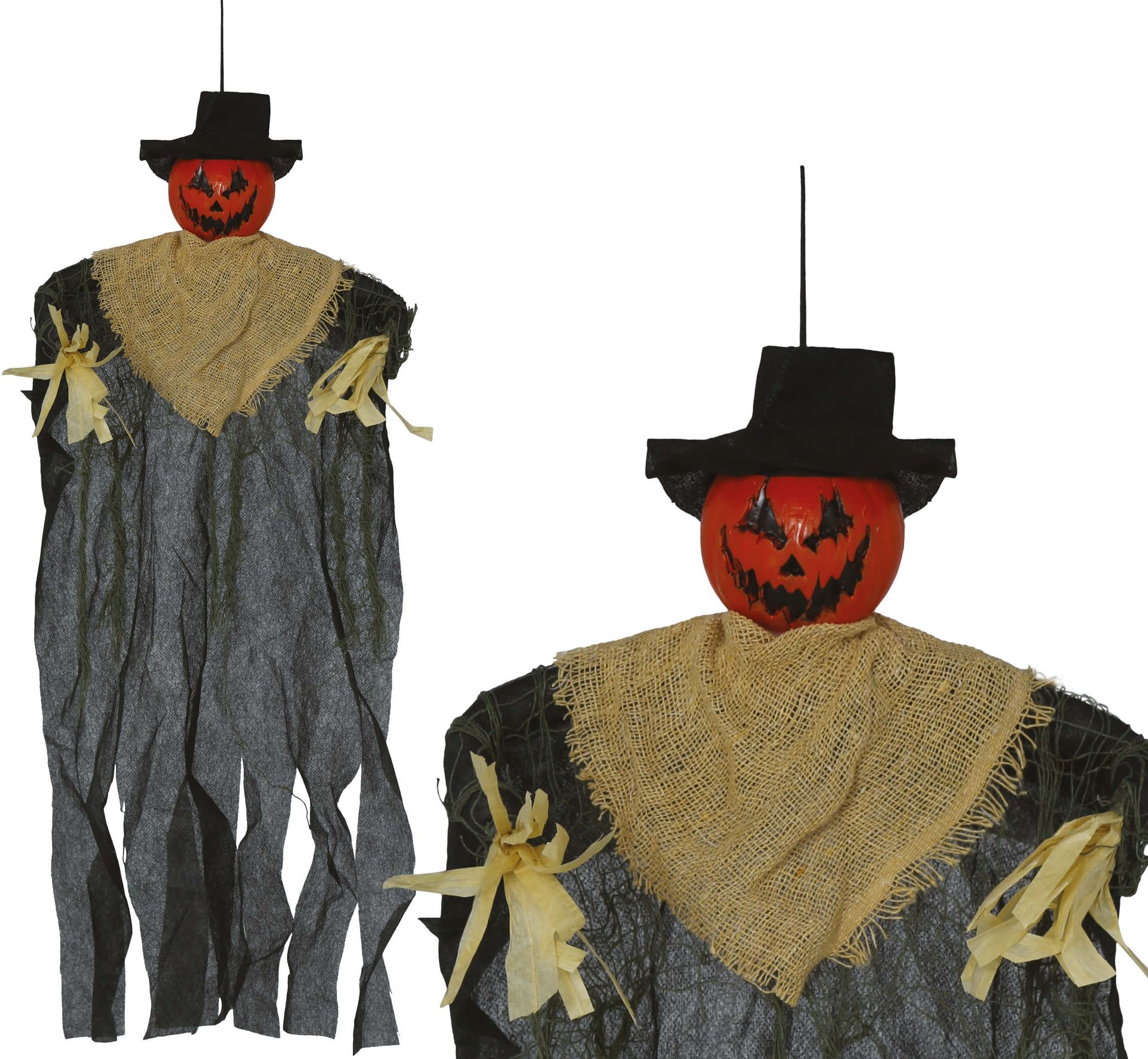 Halloween Hangende Grijze Pompoenpop 60cm