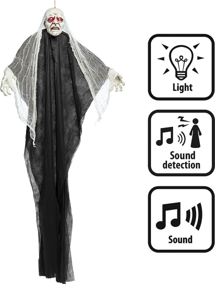 Halloween Hangende Lichtspook met Licht & Geluid