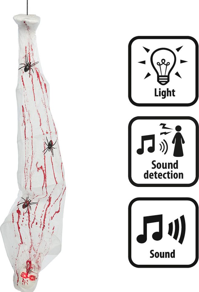 Halloween Hangende Spinnencocon met Licht & Geluid