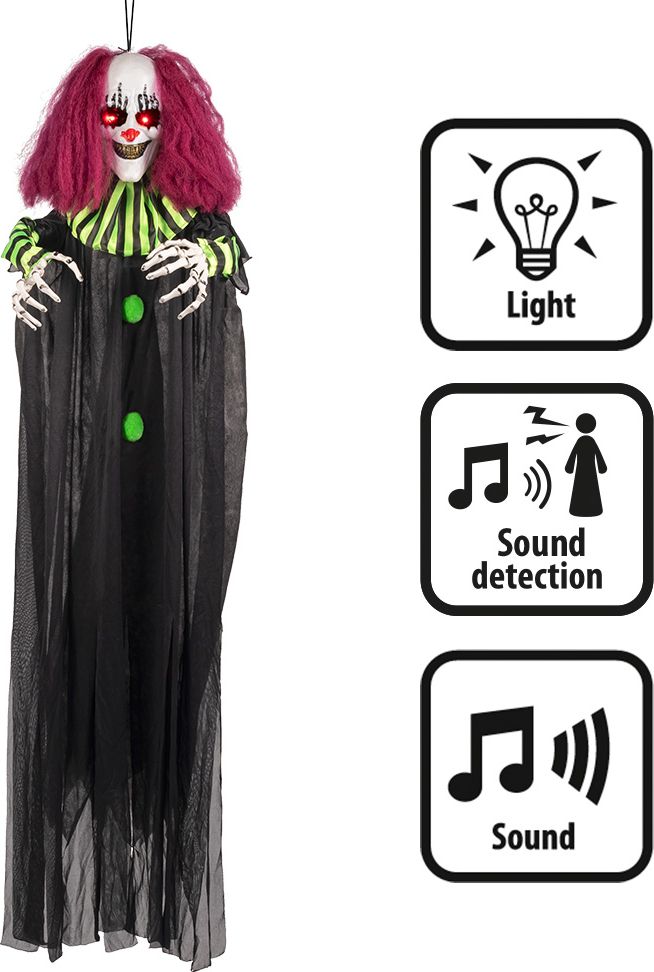 Halloween Hangende Terror Clown met Licht & Geluid