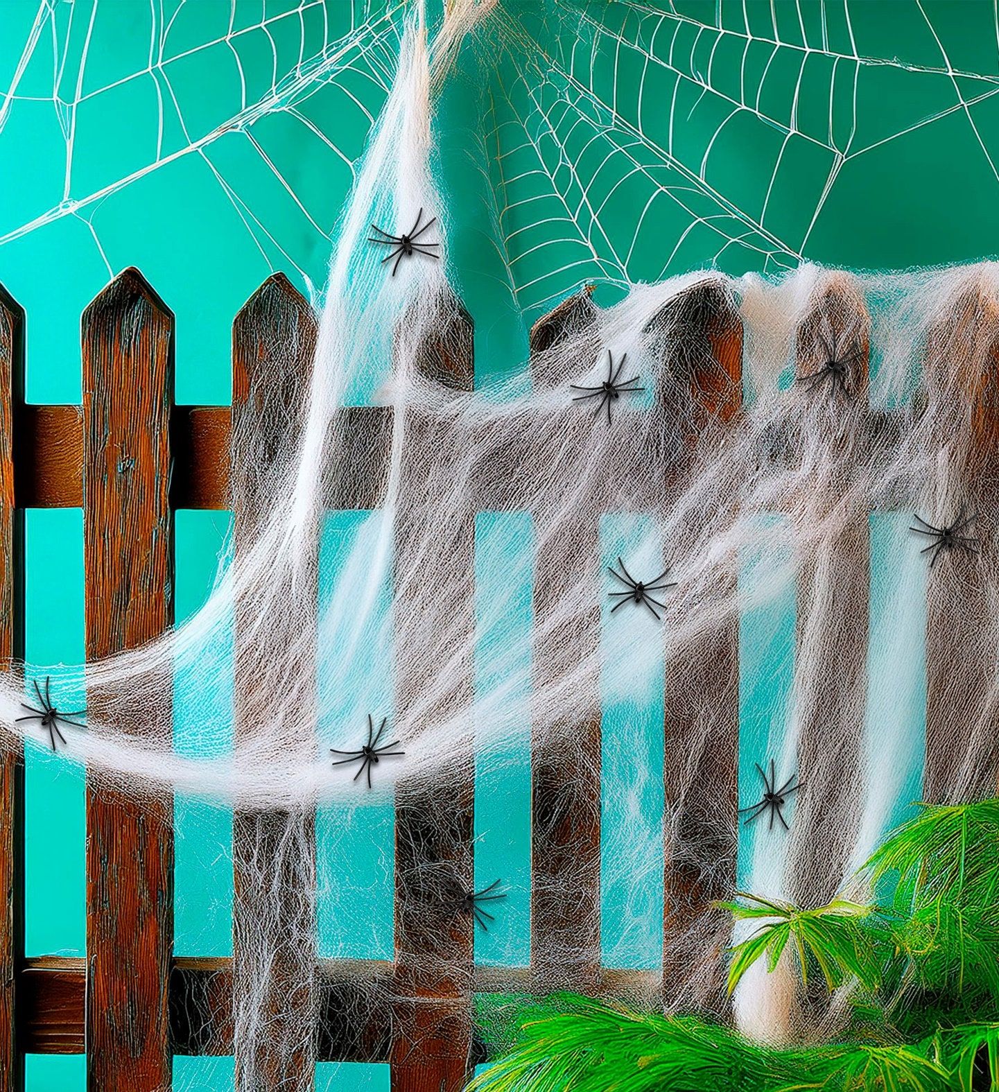 Halloween Horror Spinnenweb Wit met Spinnen