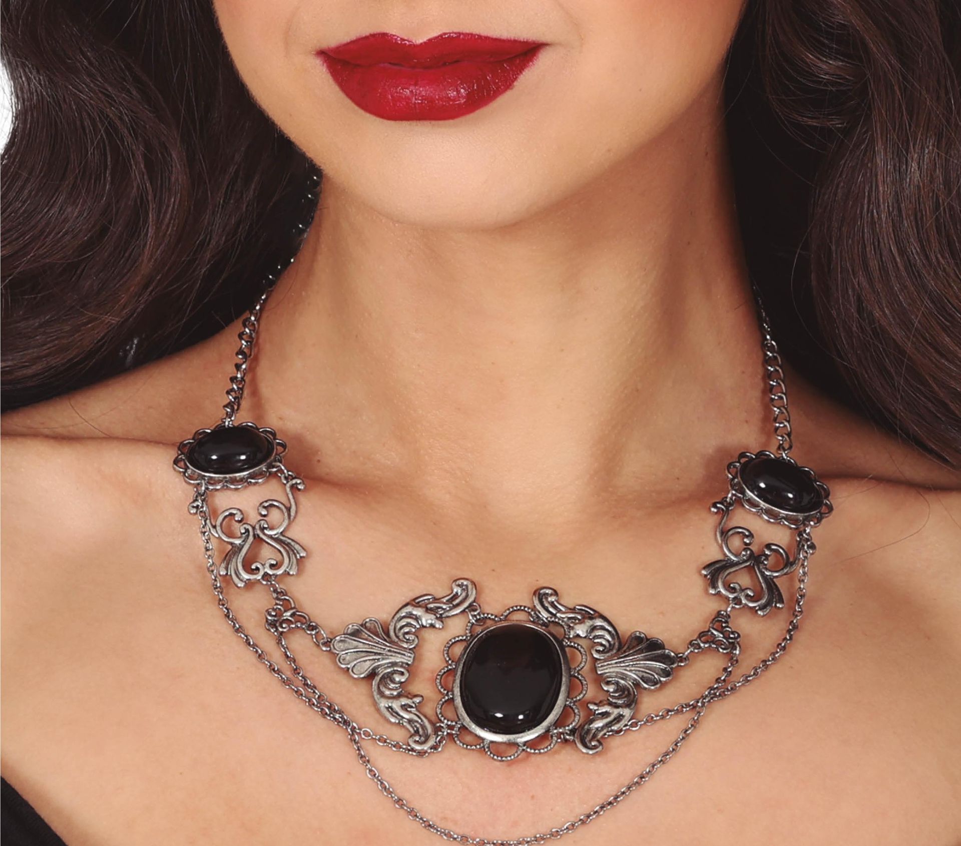 Halloween Ketting met Zwarte Stenen