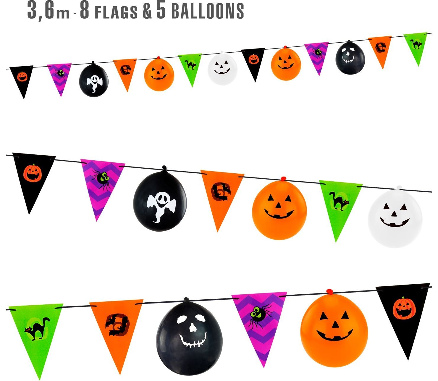 Halloween kleurrijke vlaggenlijn met ballonnen