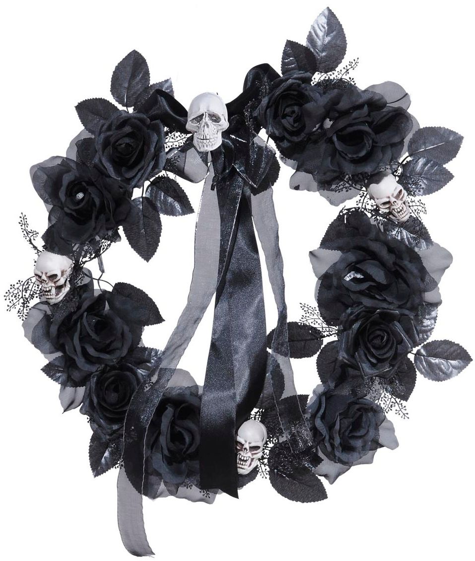 Halloween krans van zwarte rozen