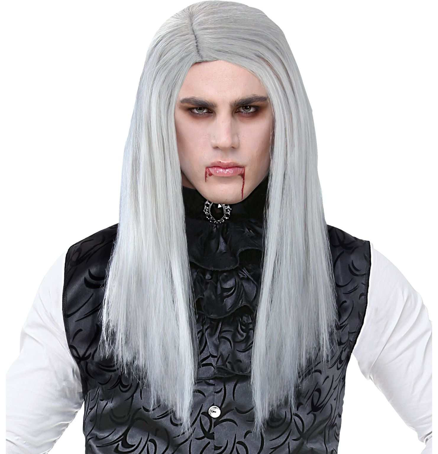 Halloween Lange Vampier Pruik Grijs