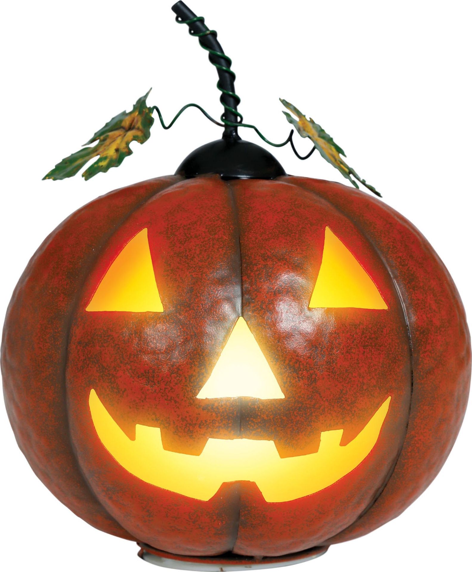 Halloween Oranje Metalen Pompoen met Licht