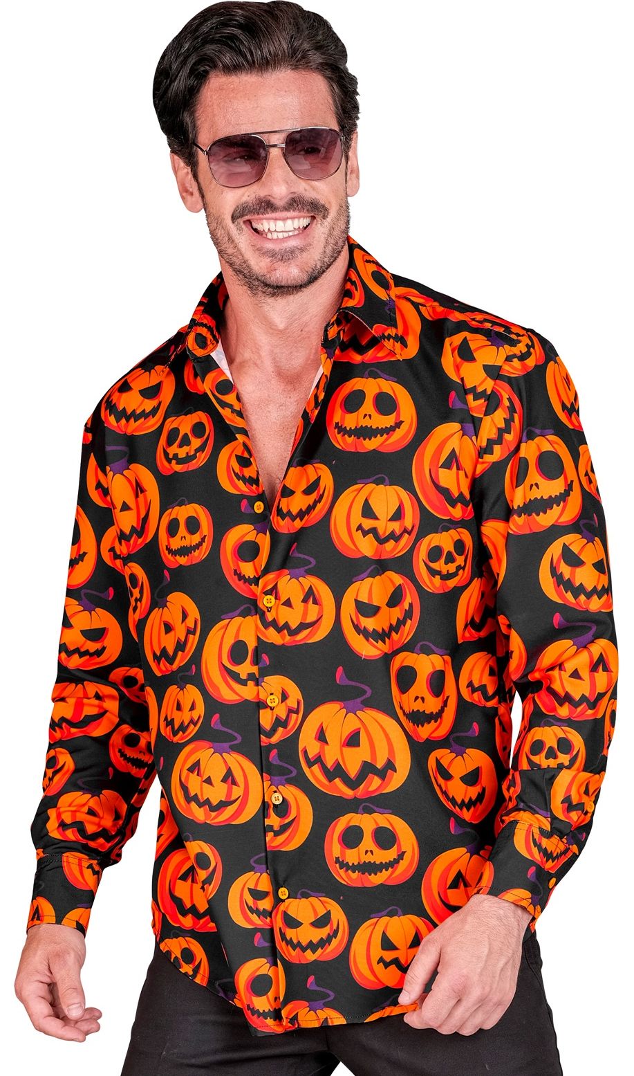 Halloween oranje pompoen blouse heren