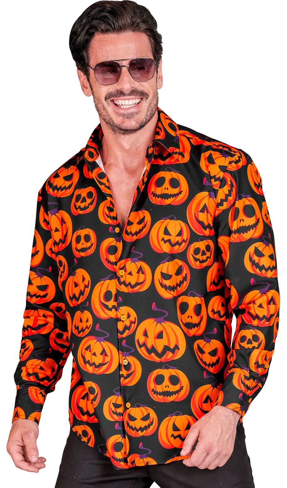Halloween Oranje Pompoen Blouse Heren