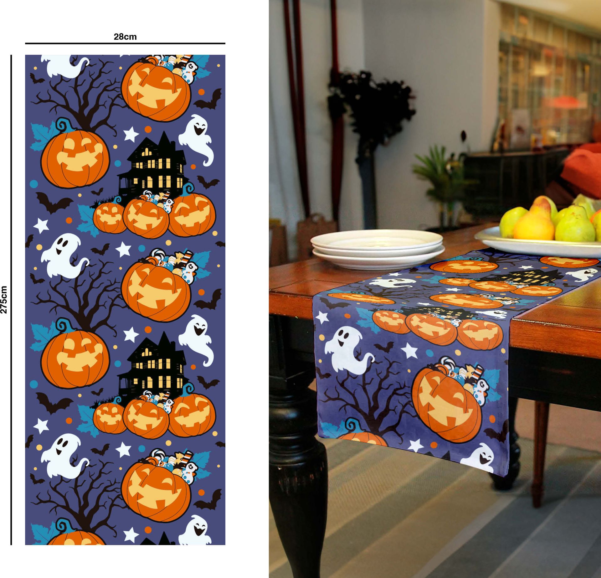 Halloween Paarse Pumpkins Tafelloper