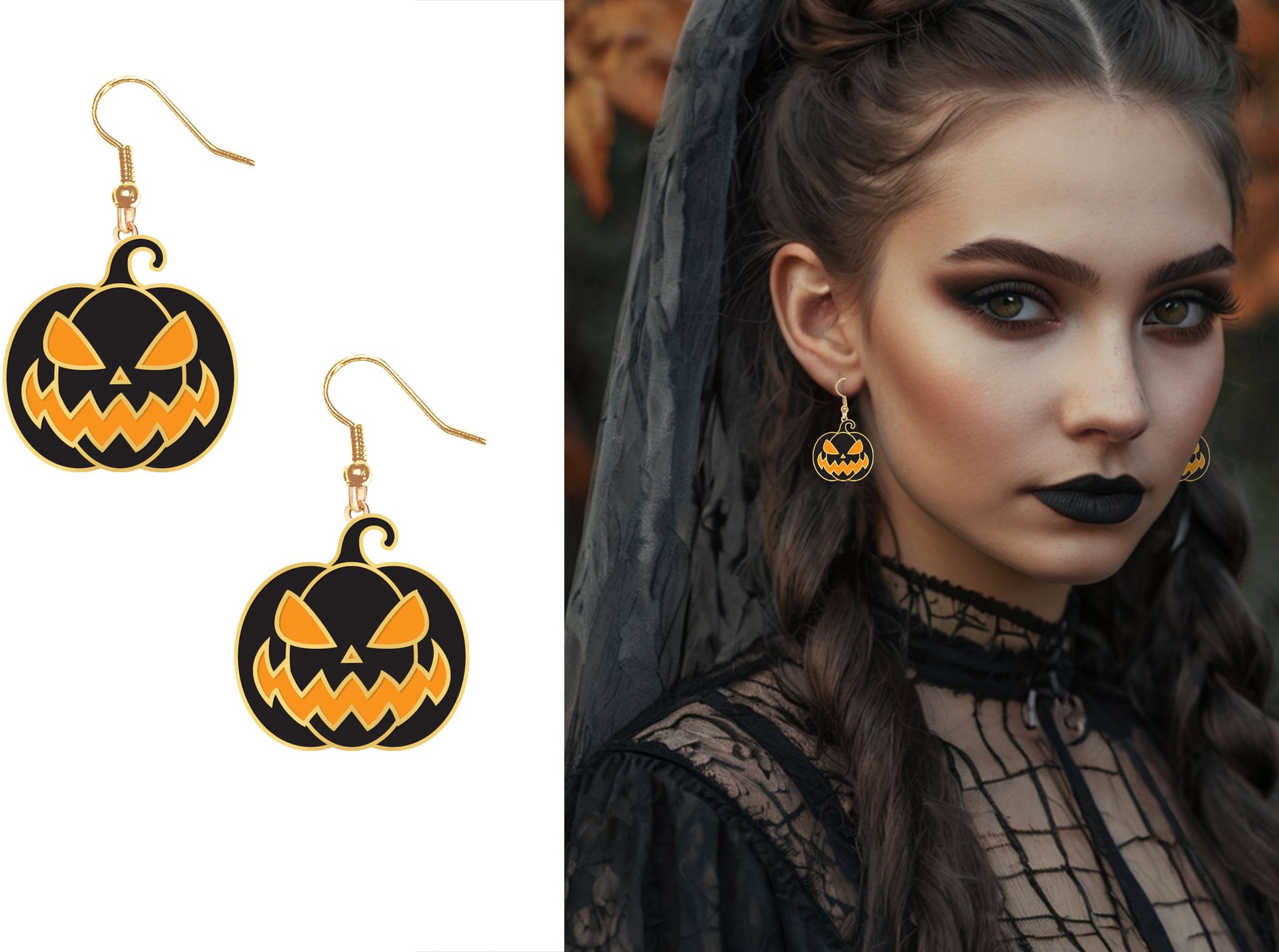 Halloween Pompoen Oorbellen