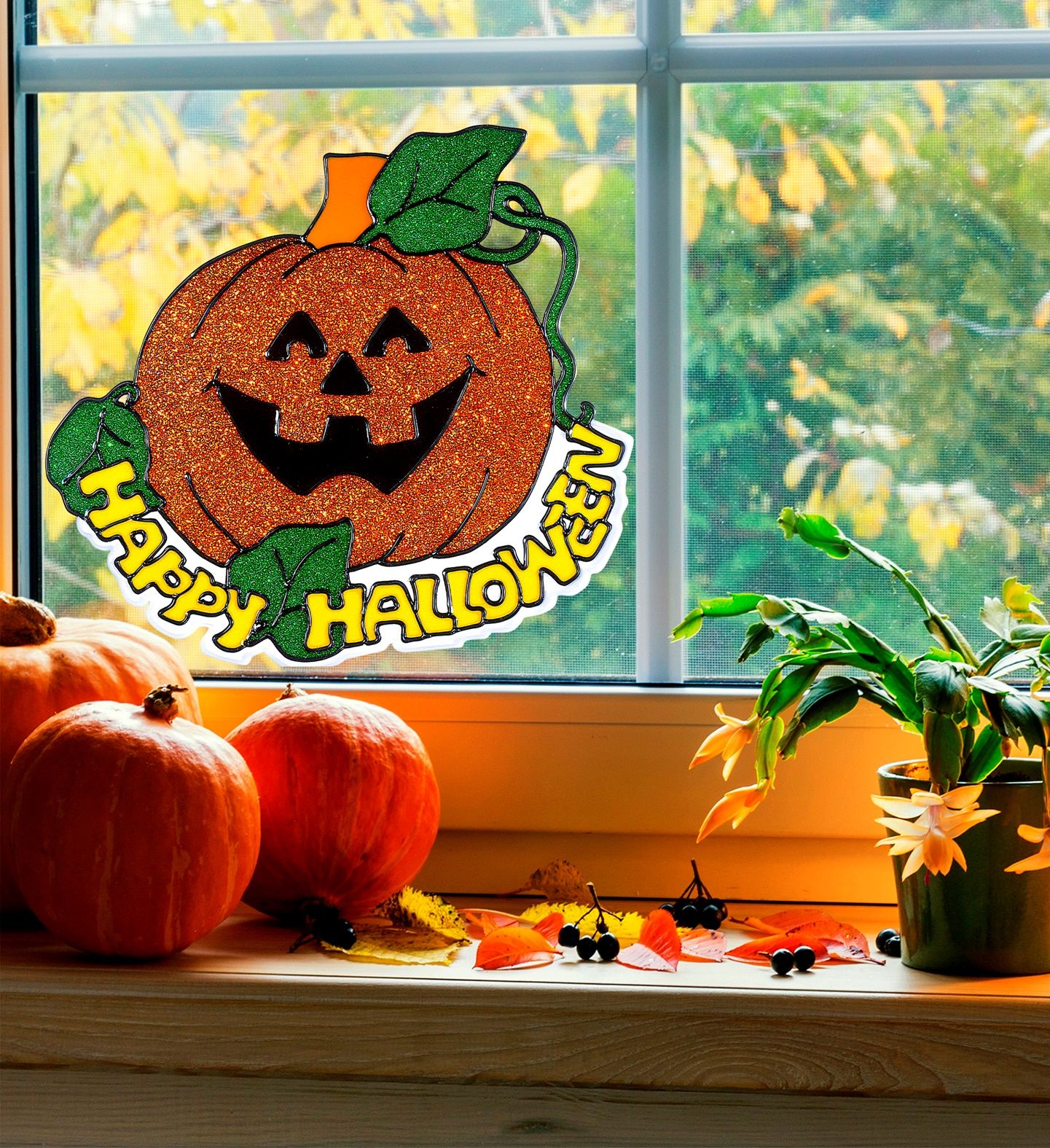 Halloween Pompoen Raam Sticker