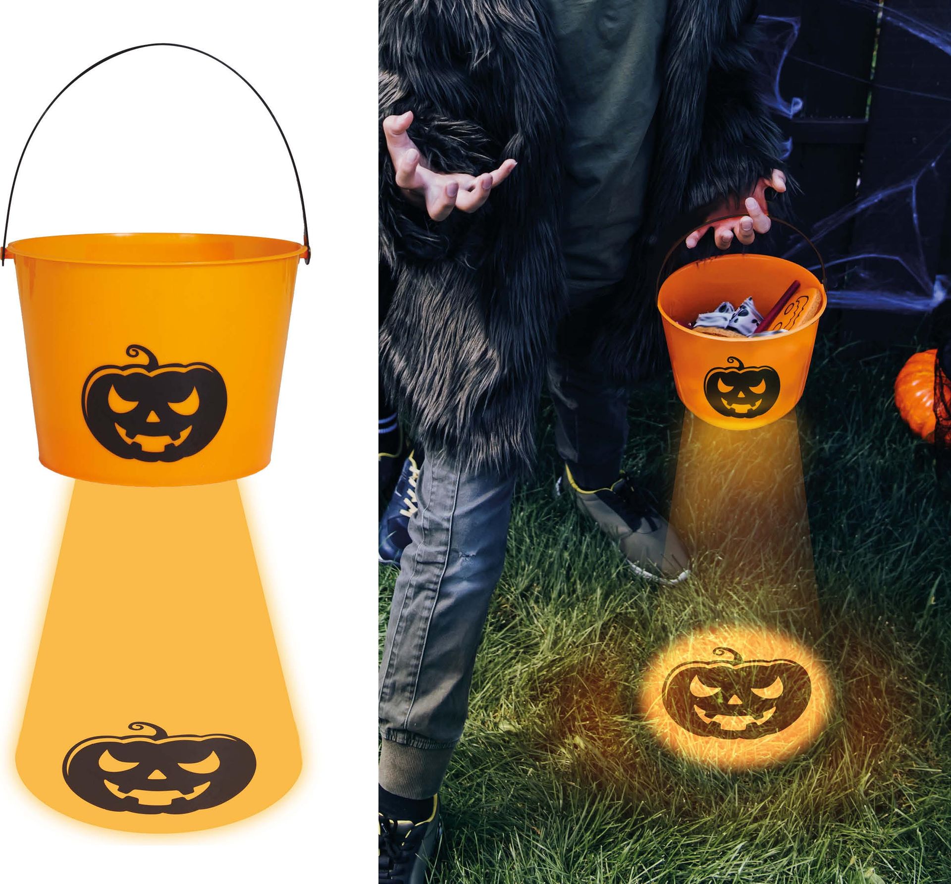 Halloween Pompoen Snoep Emmer met Licht